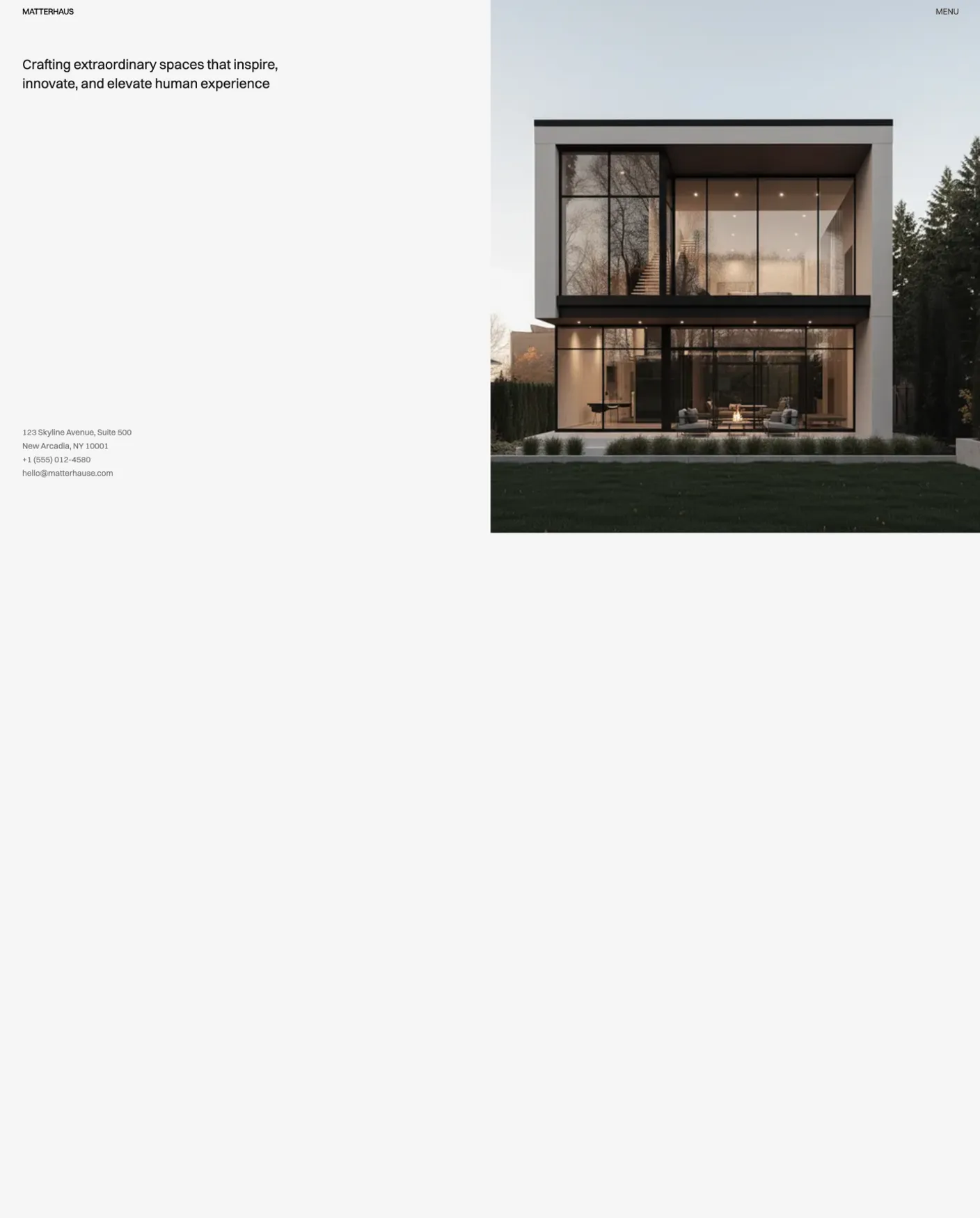Matterhaus architecture studio homepage layout