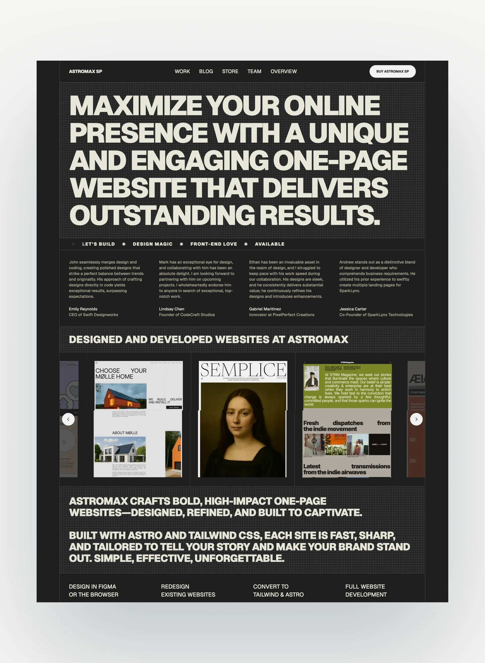 astromaxsp bold creative agency homepage layout