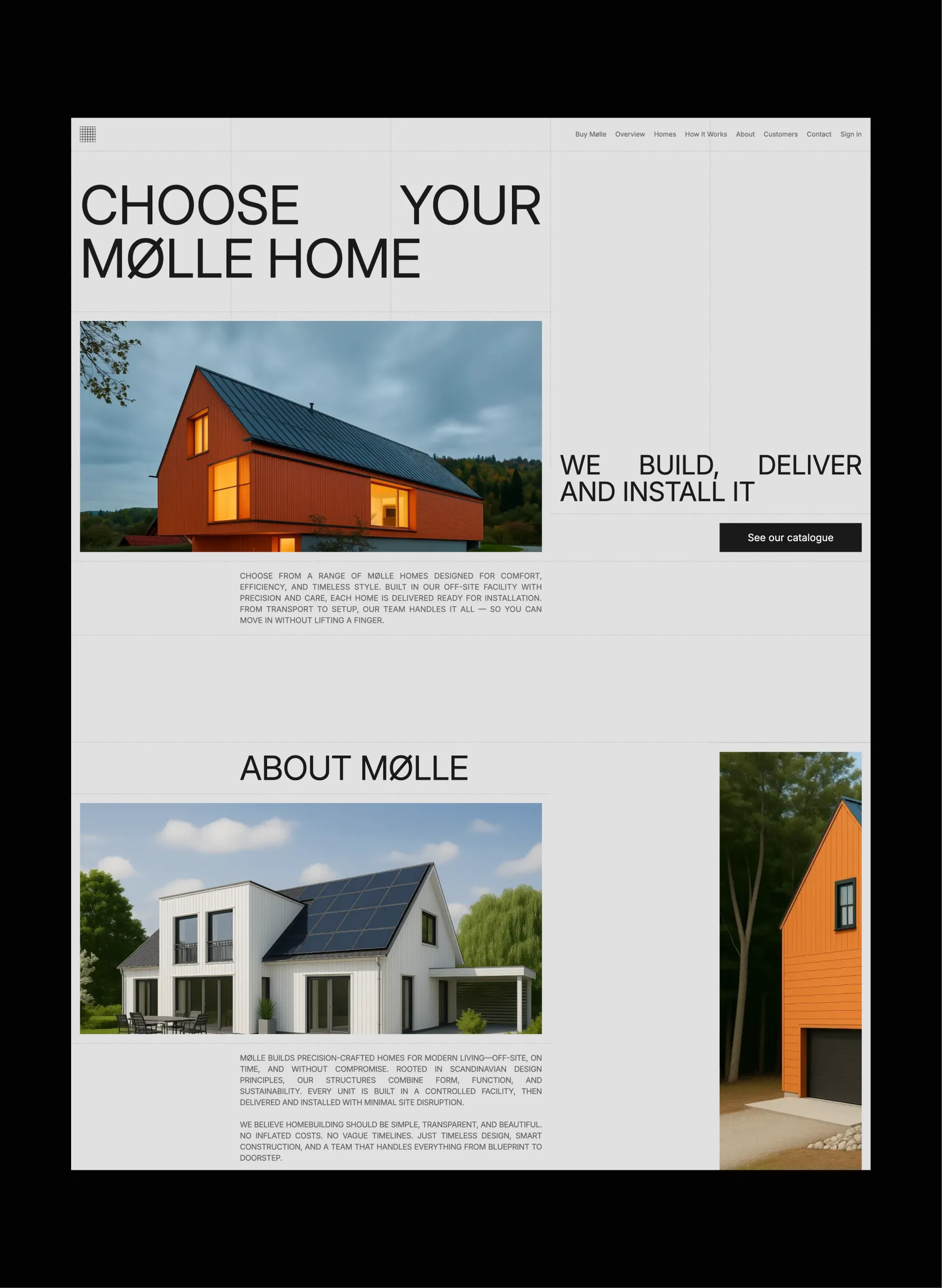Mølle ecommerce homepage layout