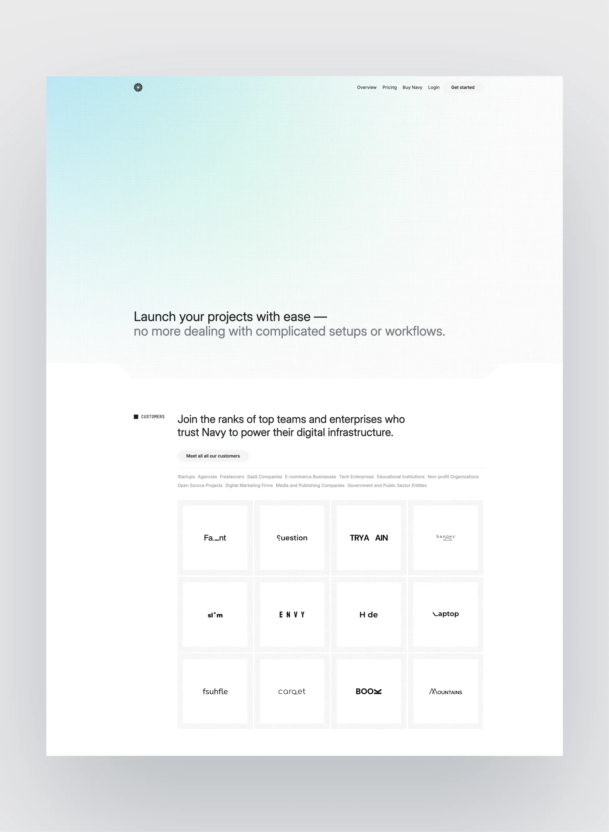 Navy homepage layout