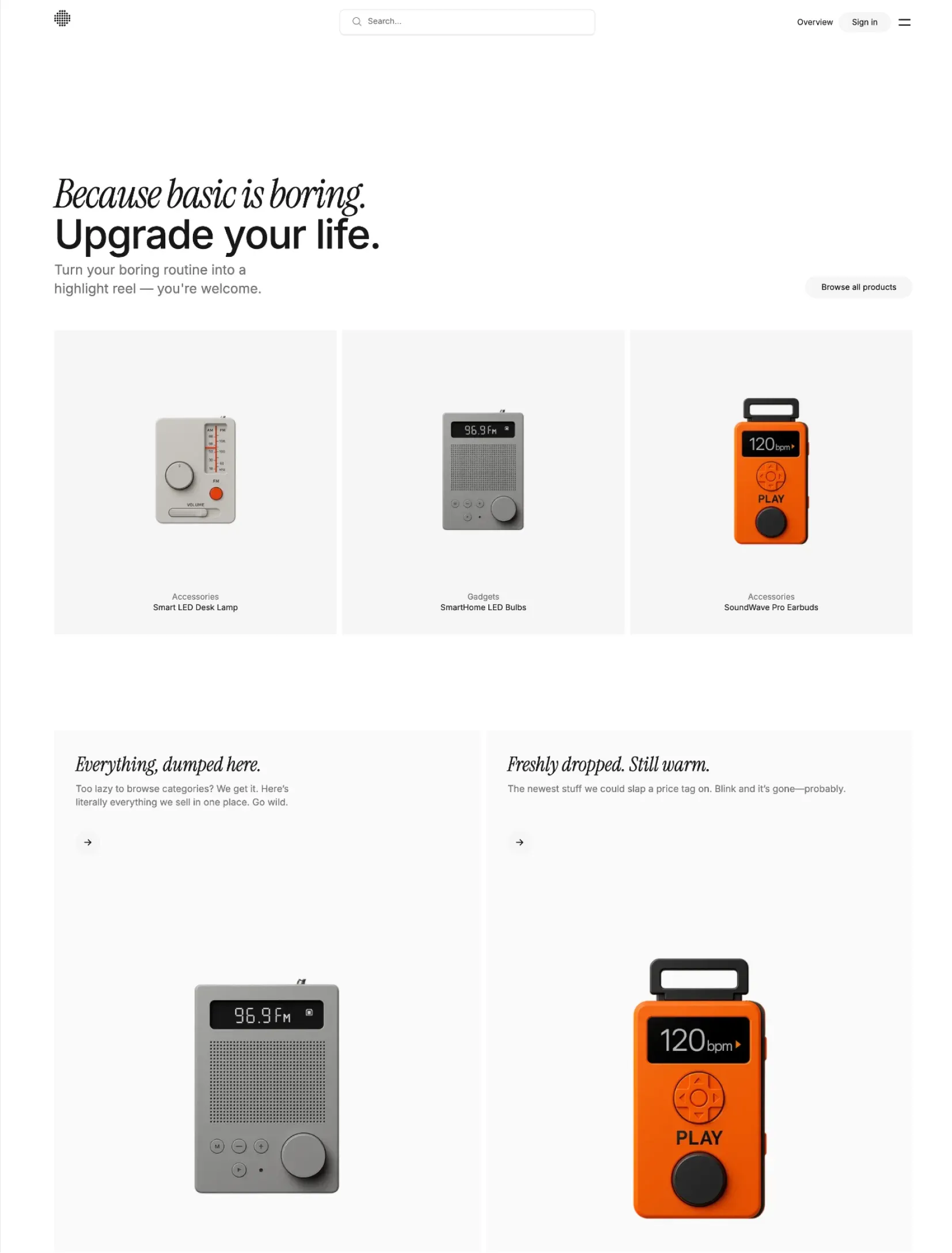 Williamsburg ecommerce homepage layout