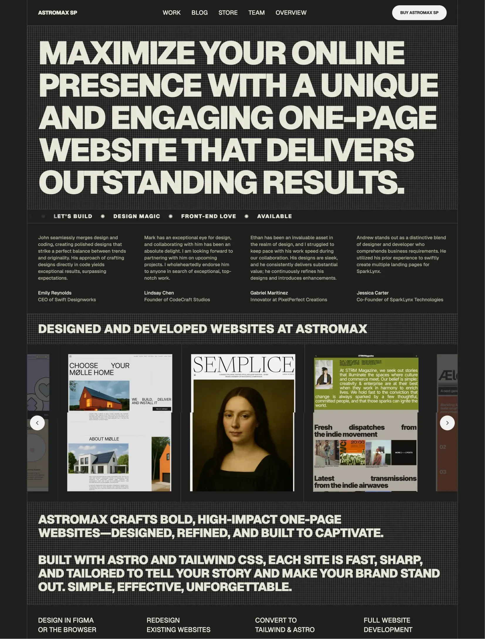 astromaxsp bold creative agency homepage layout