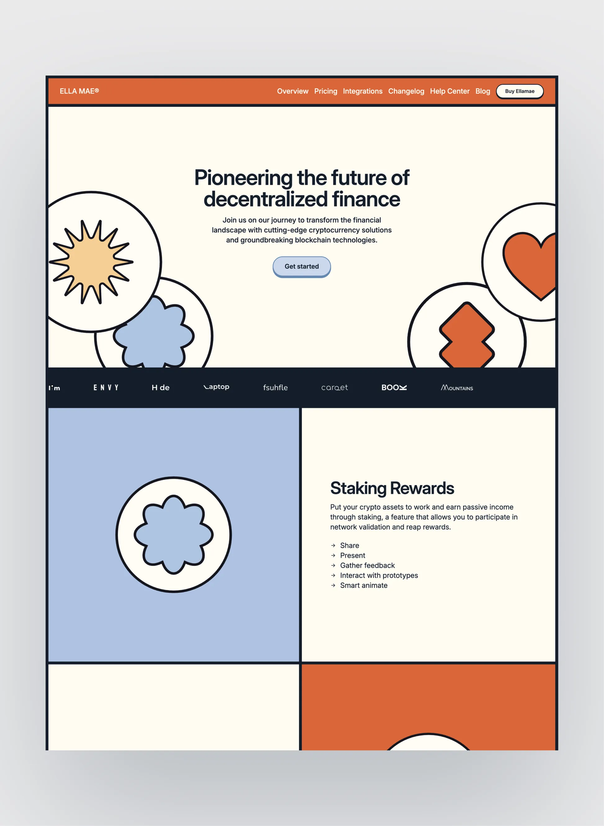 Ella Mae homepage layout