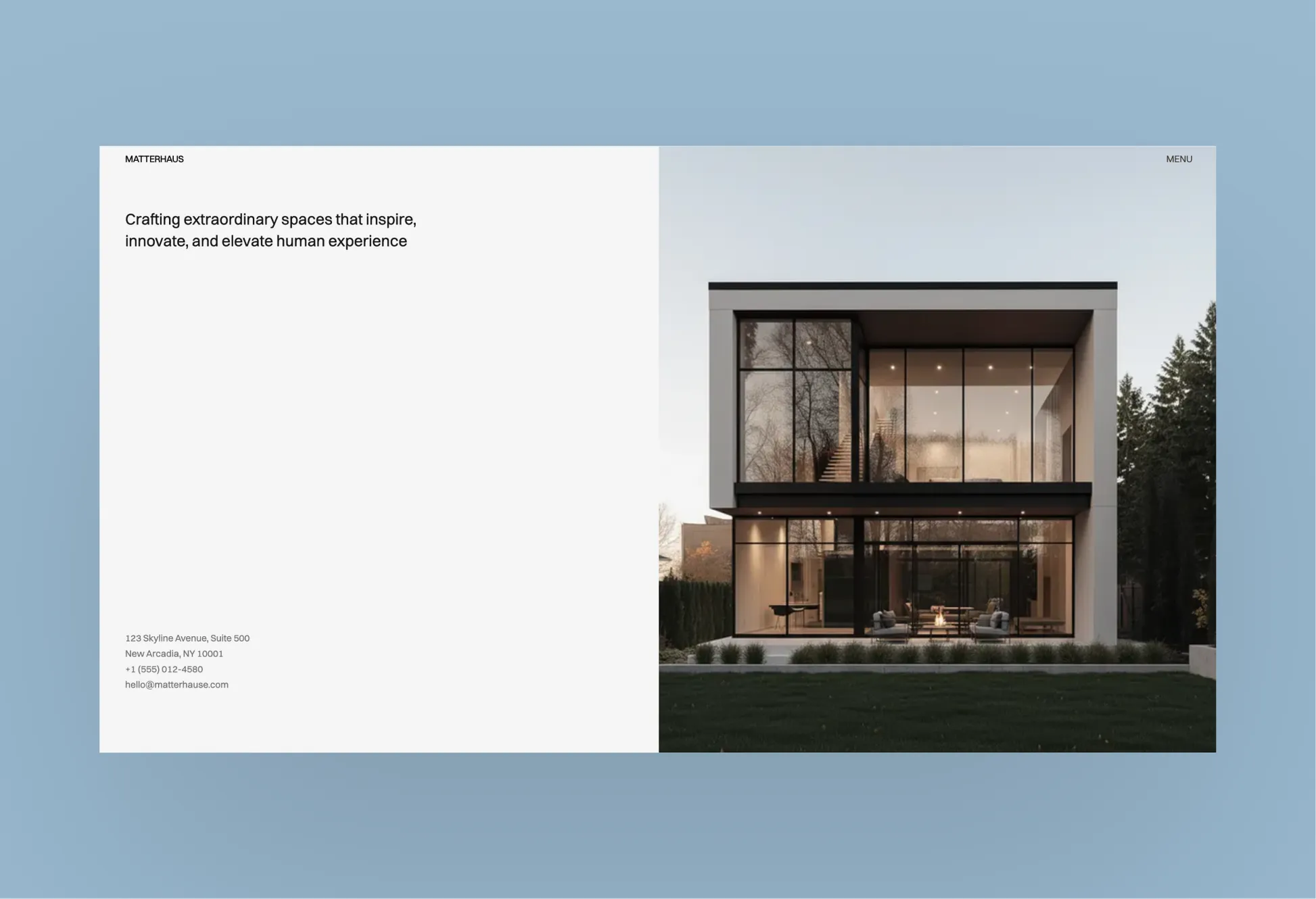 Matterhaus architecture studio homepage layout