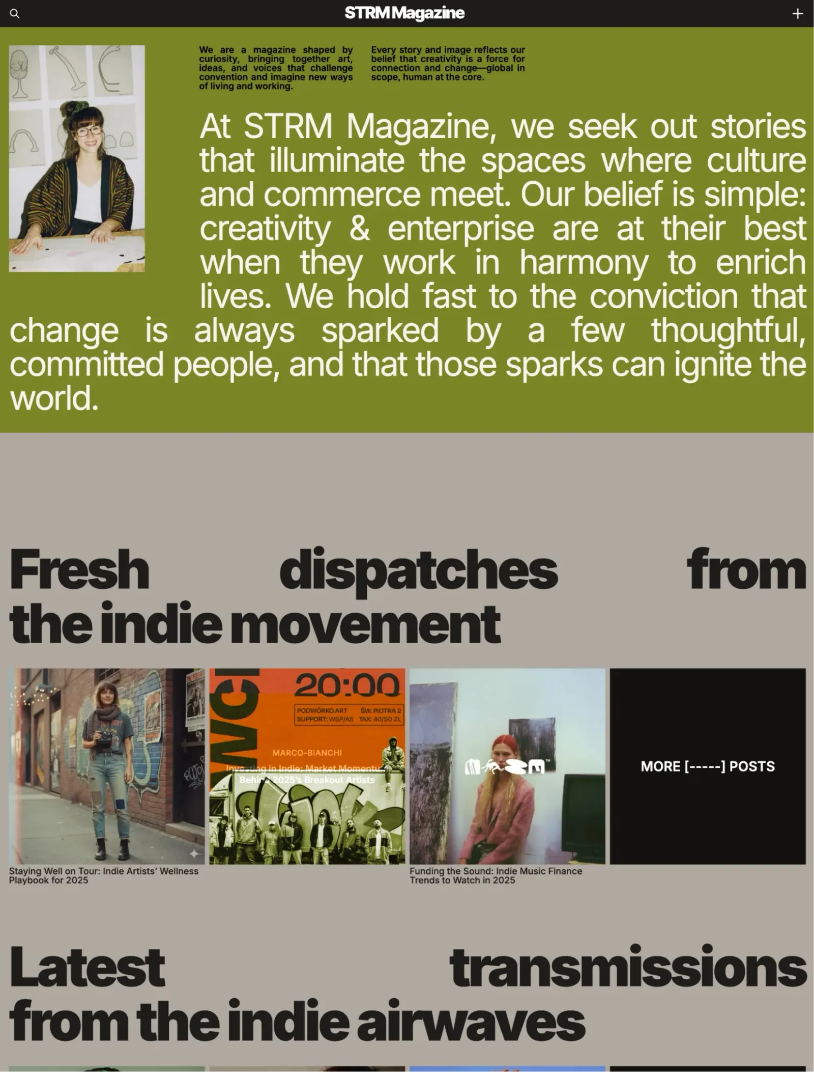 Streamer theme, first page