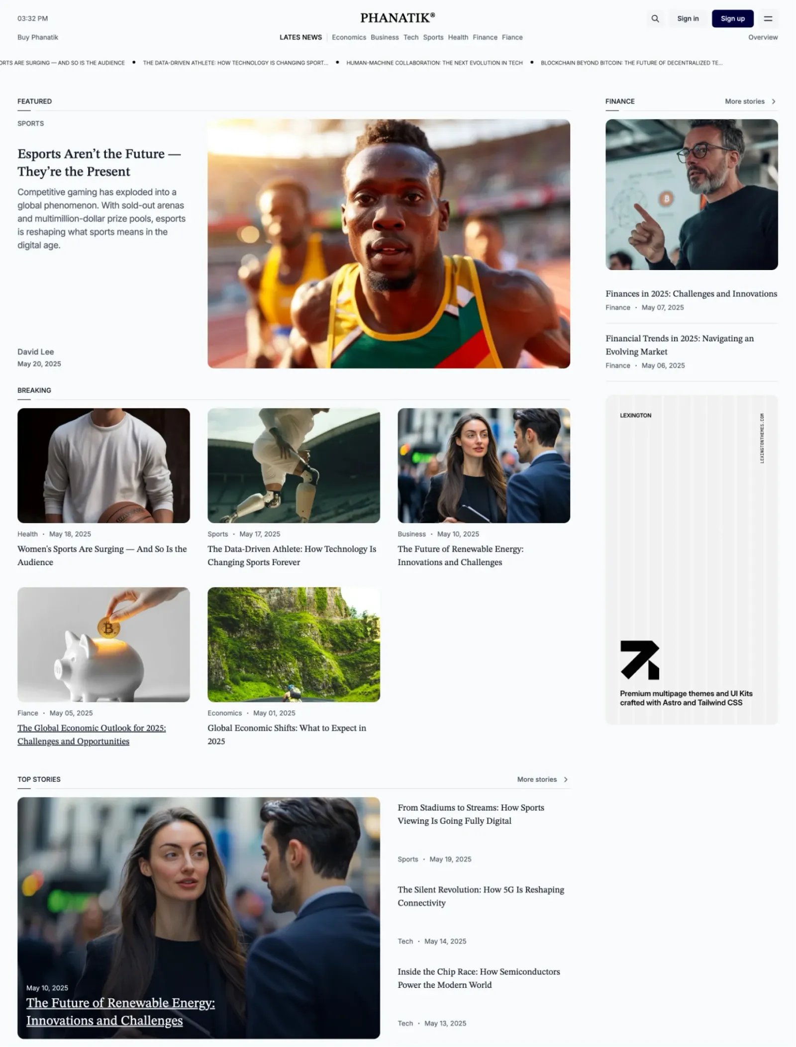 Phanatik theme, first page