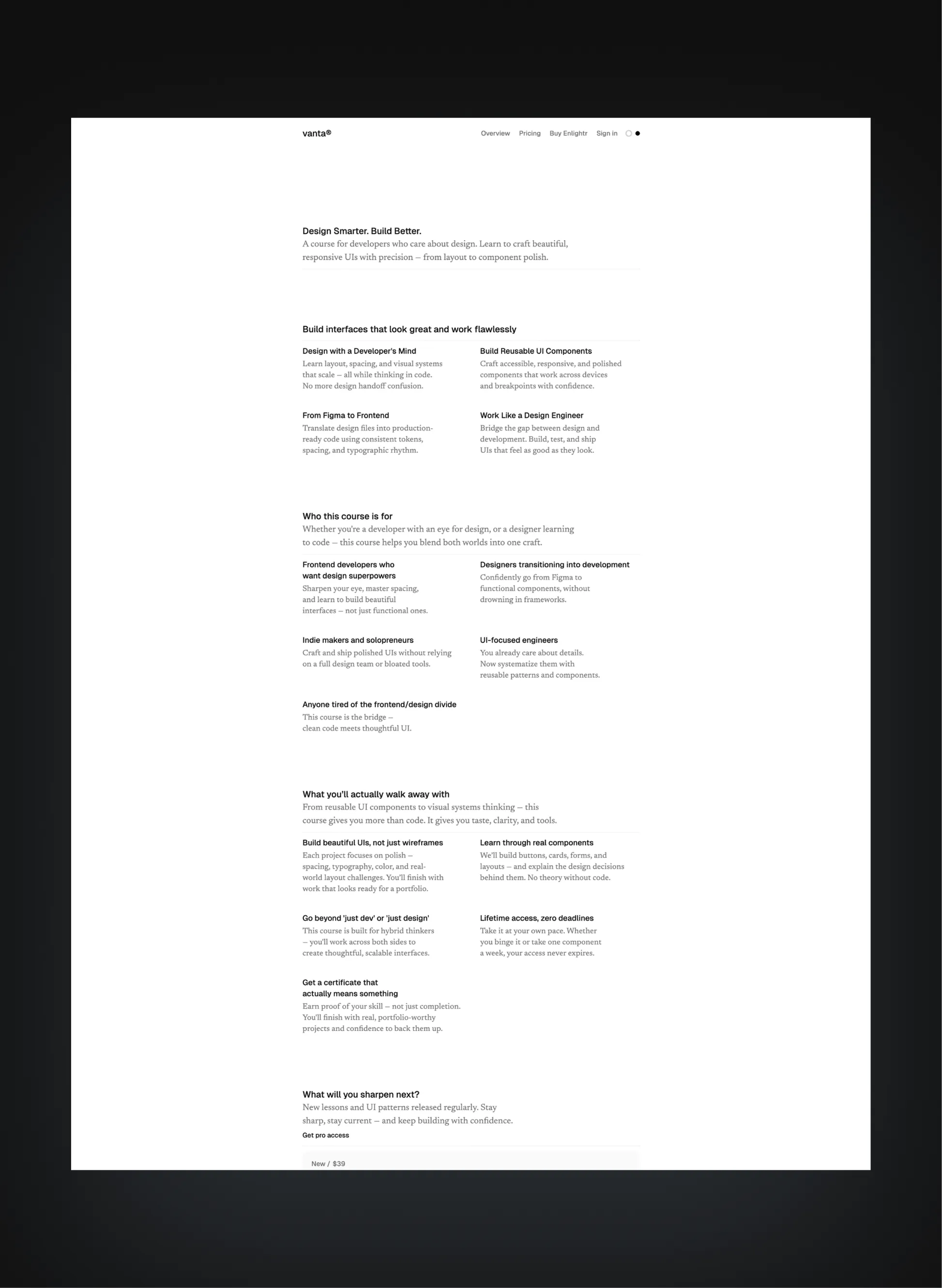 Vanta student dashboard