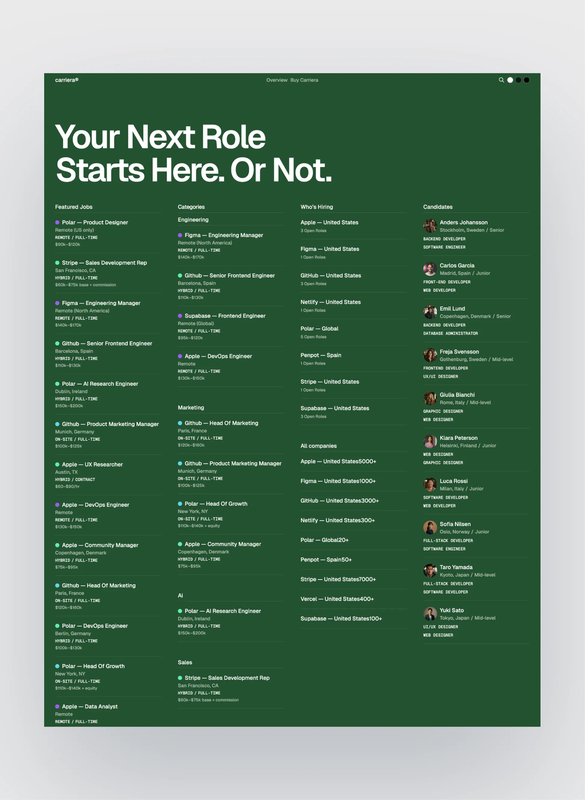 Carriera page preview