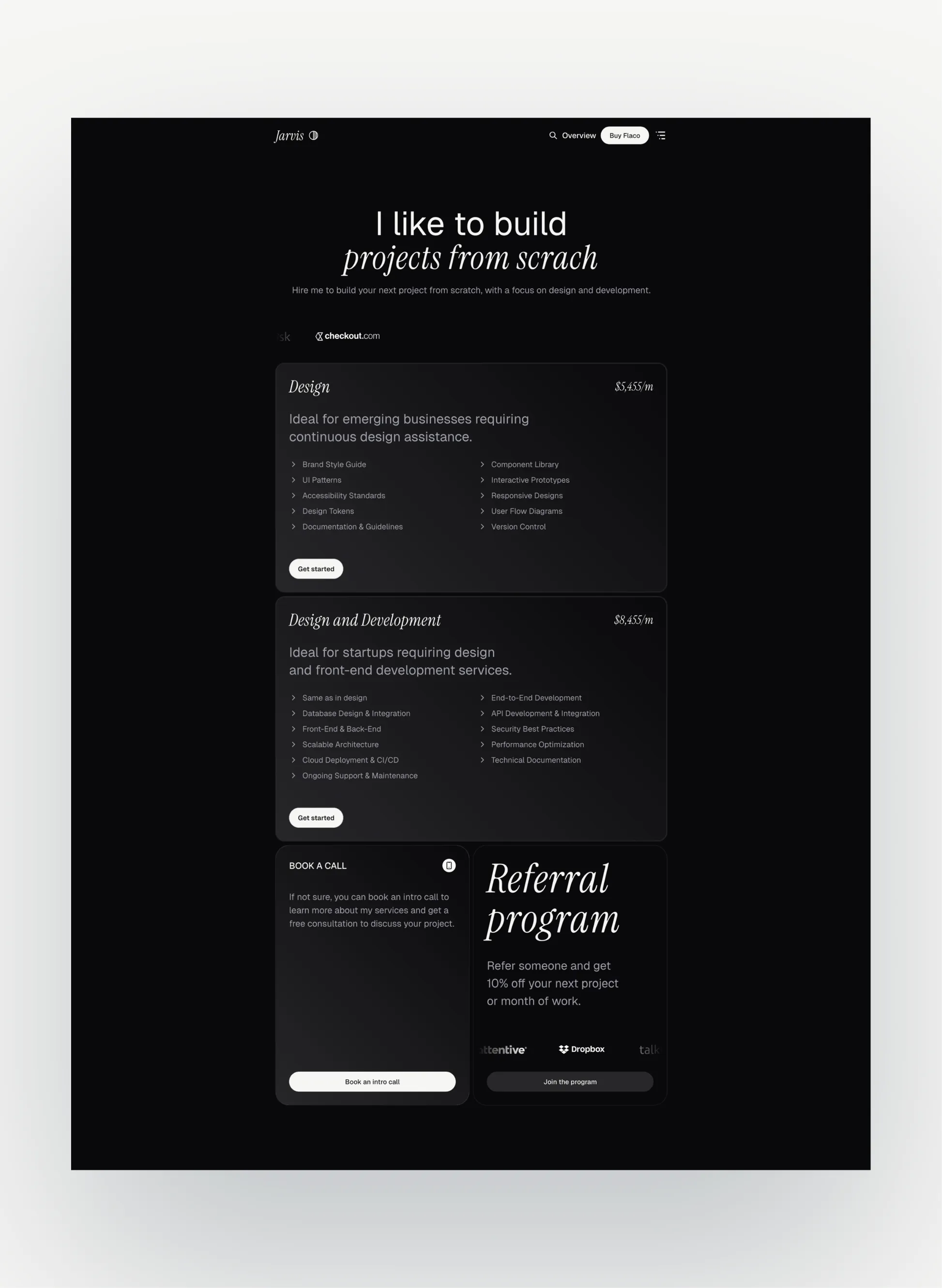 Flaco services page layout