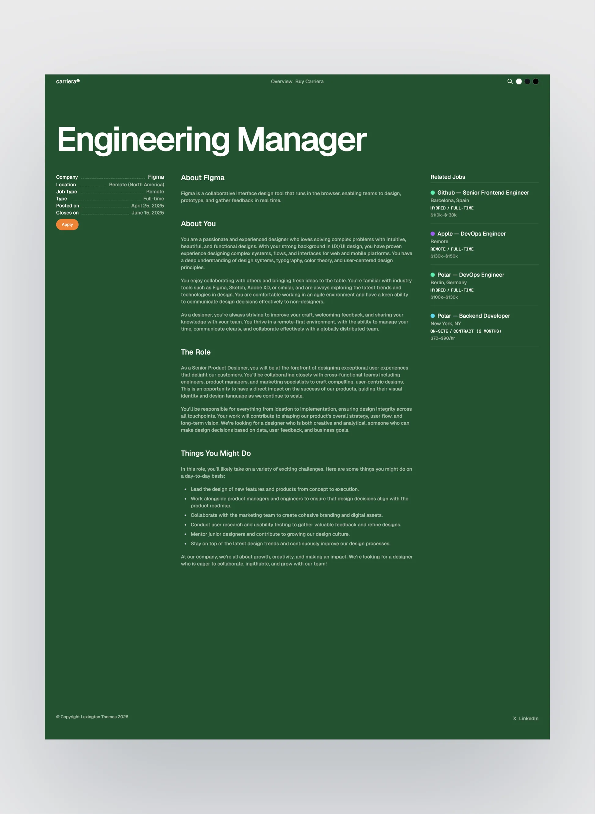 Carriera page preview