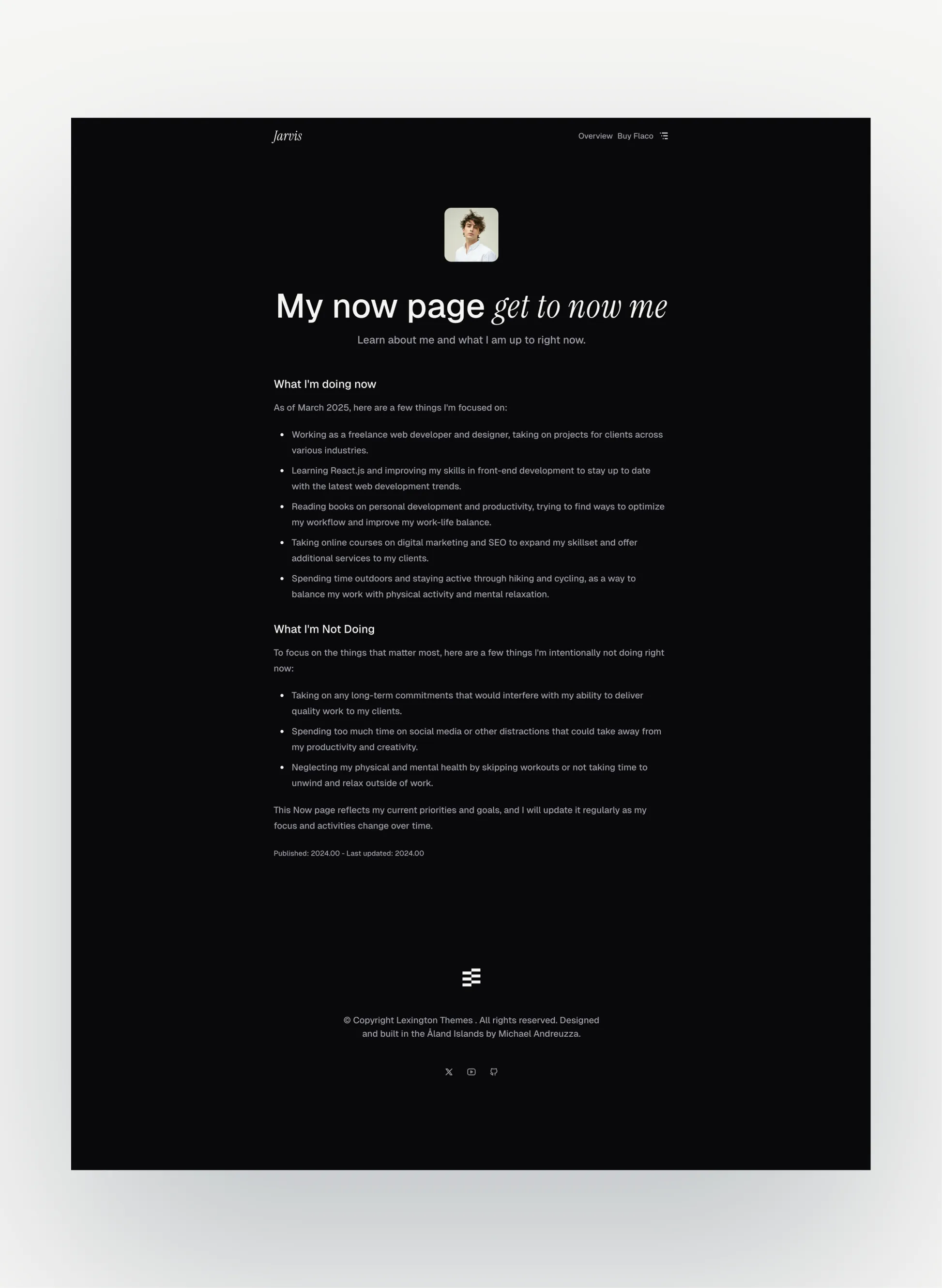 Flaco team page layout