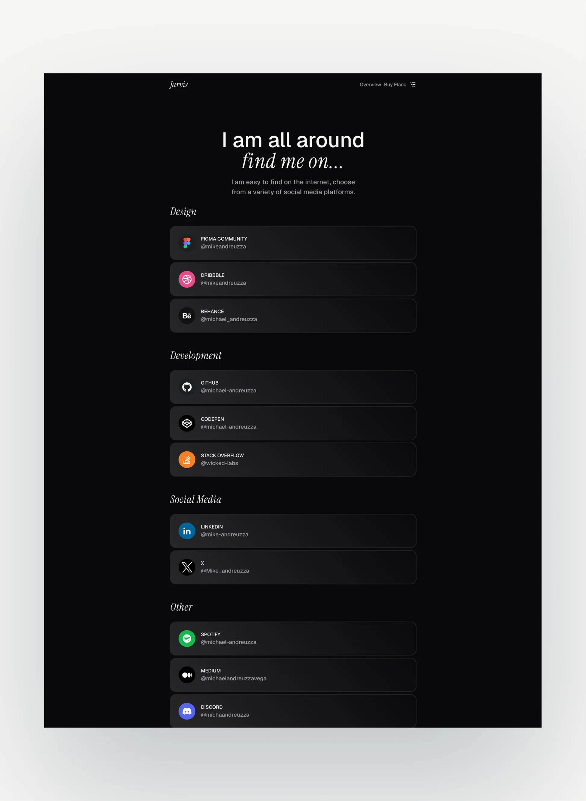 Flaco pricing page layout