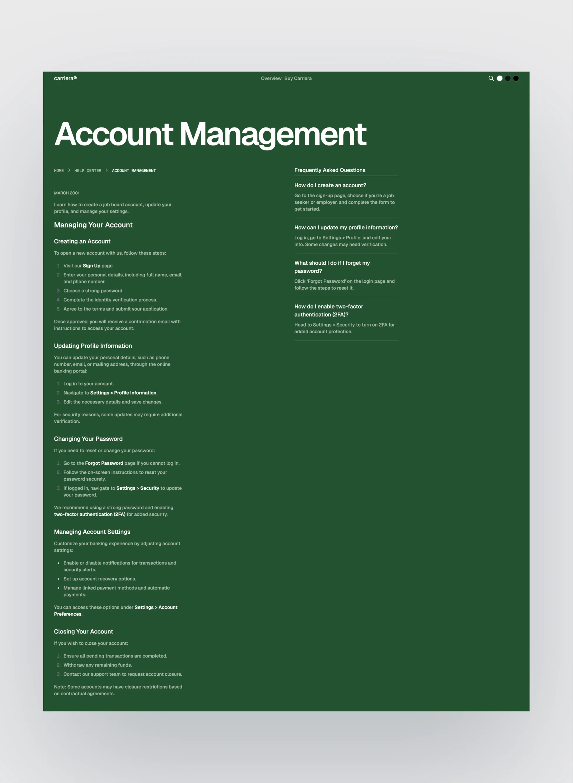 Carriera page preview