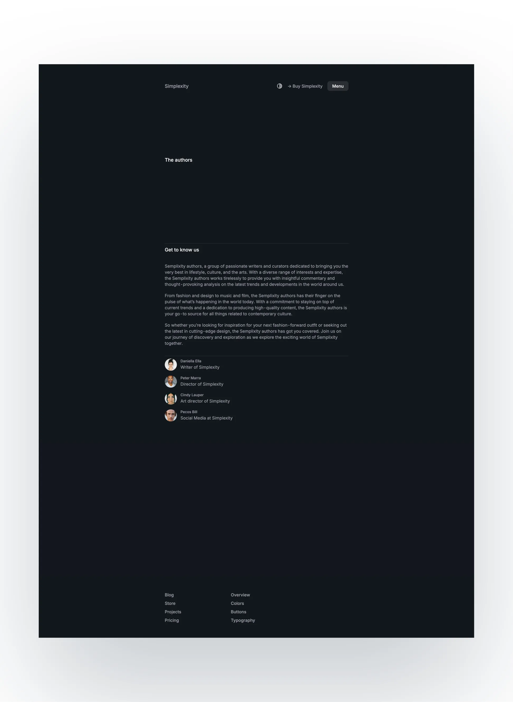 Simplexity author bio section