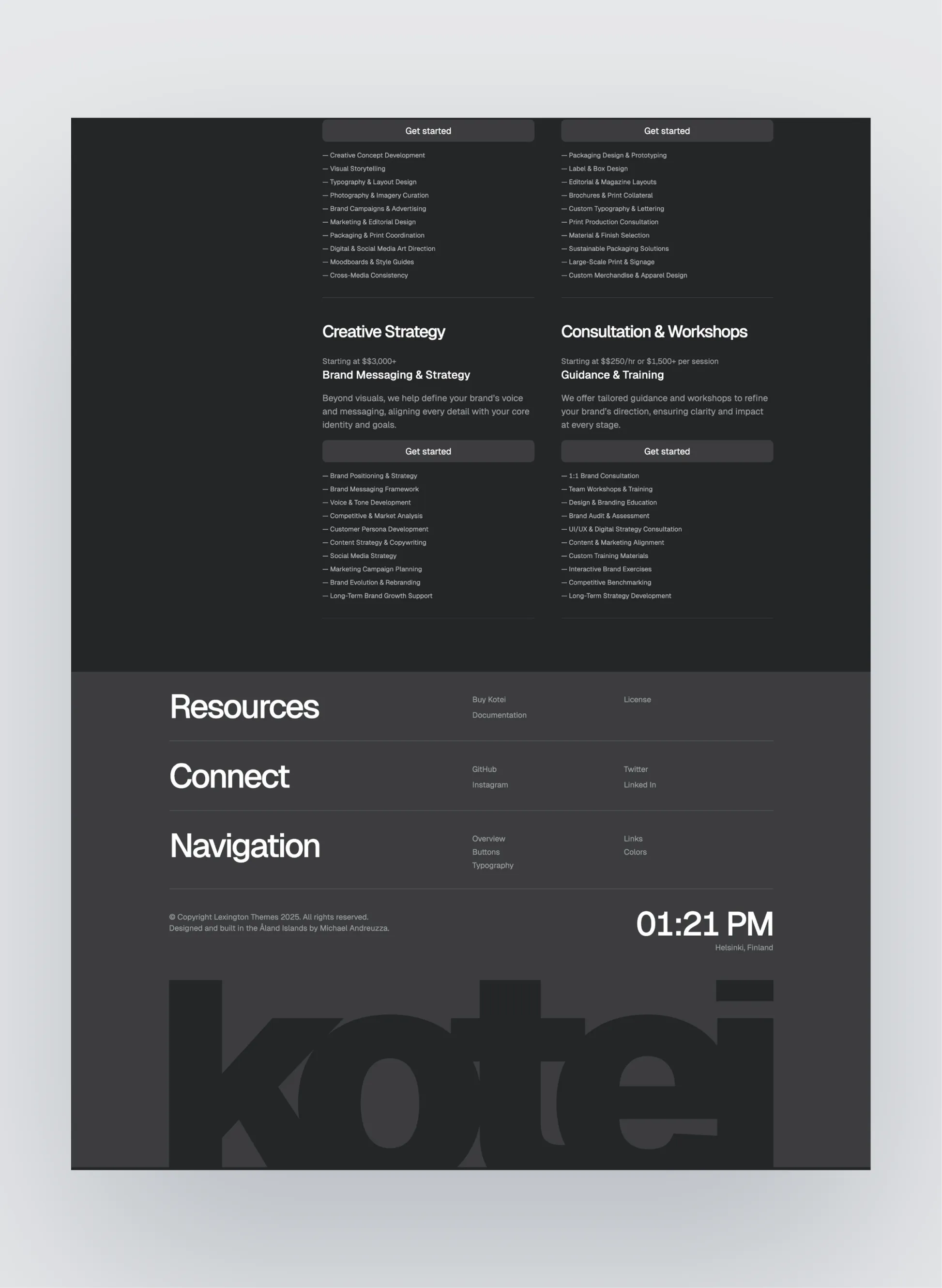 Kotei light mode layout