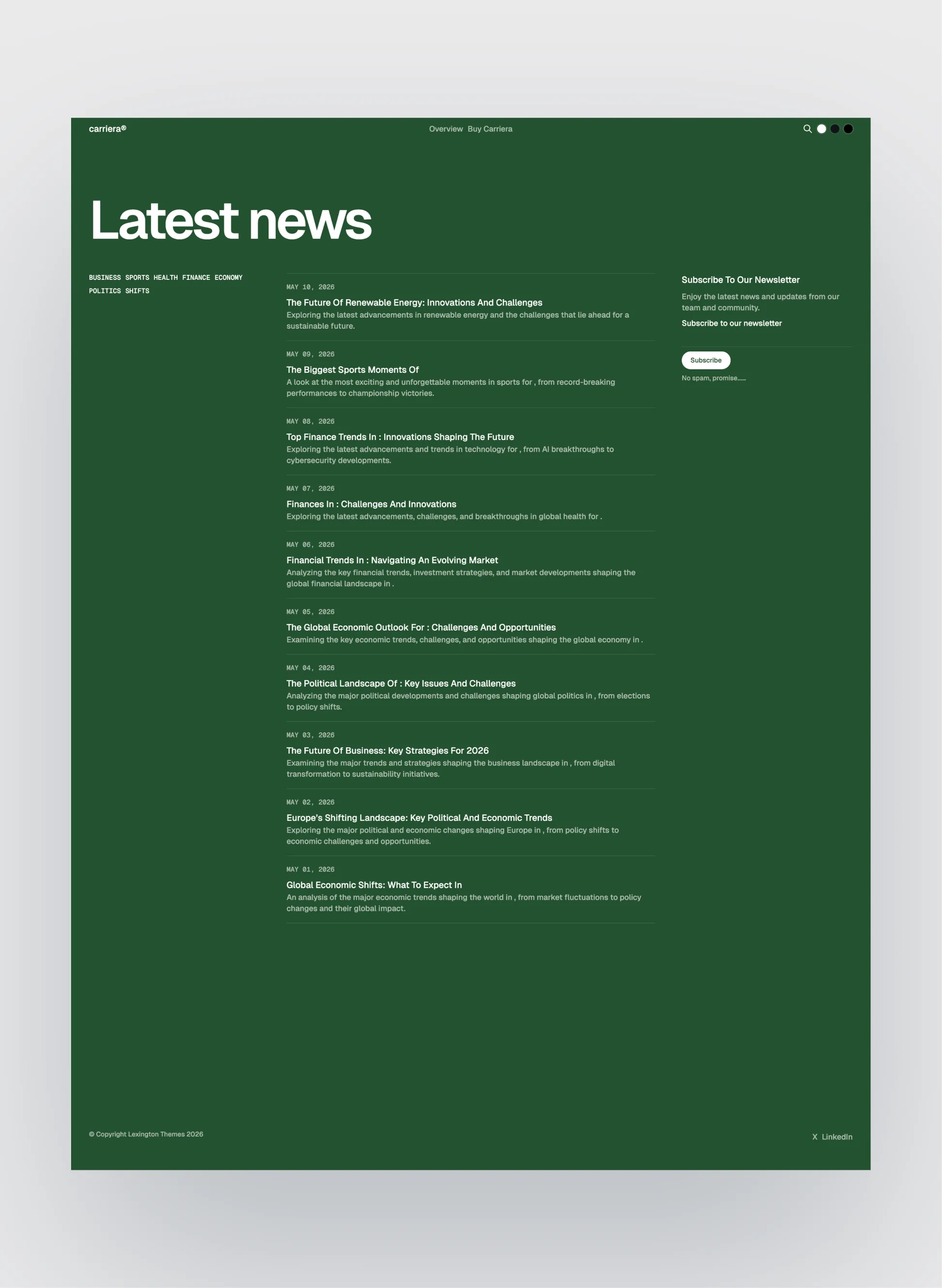 Carriera page preview