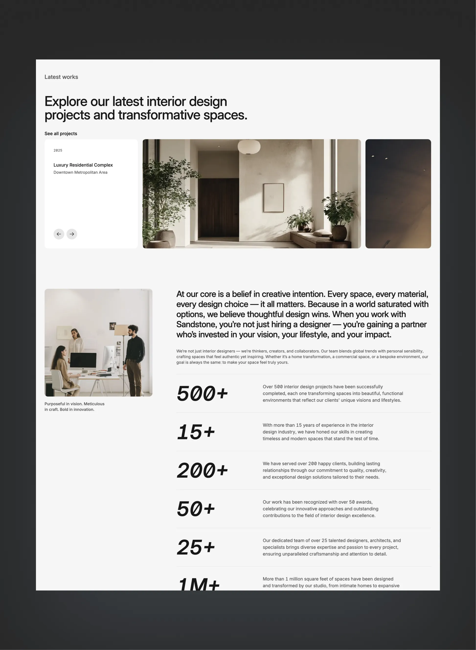 Sandstone projects portfolio layout
