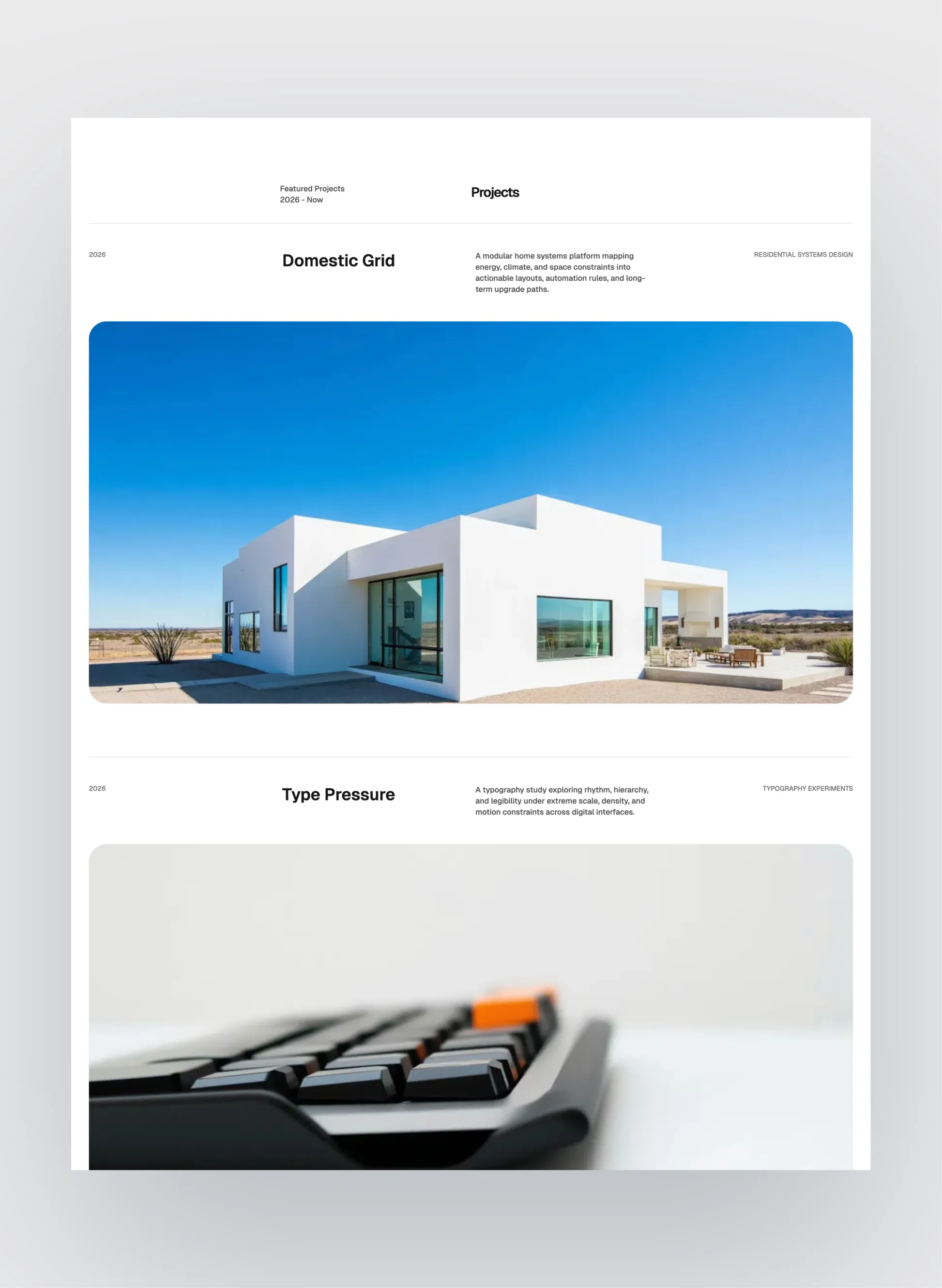 Prima Persona portfolio layout detail