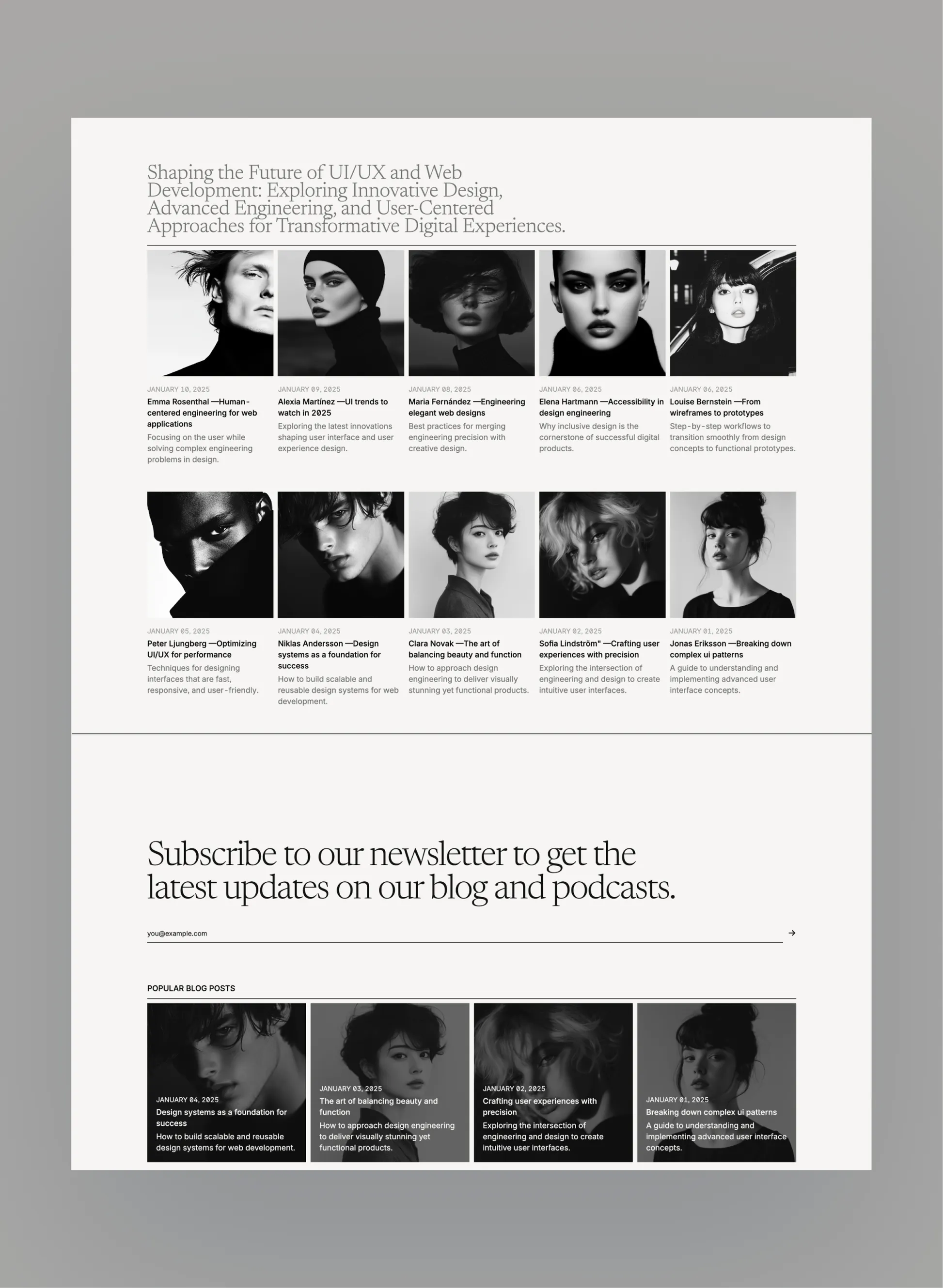 Hemingway podcast page layout