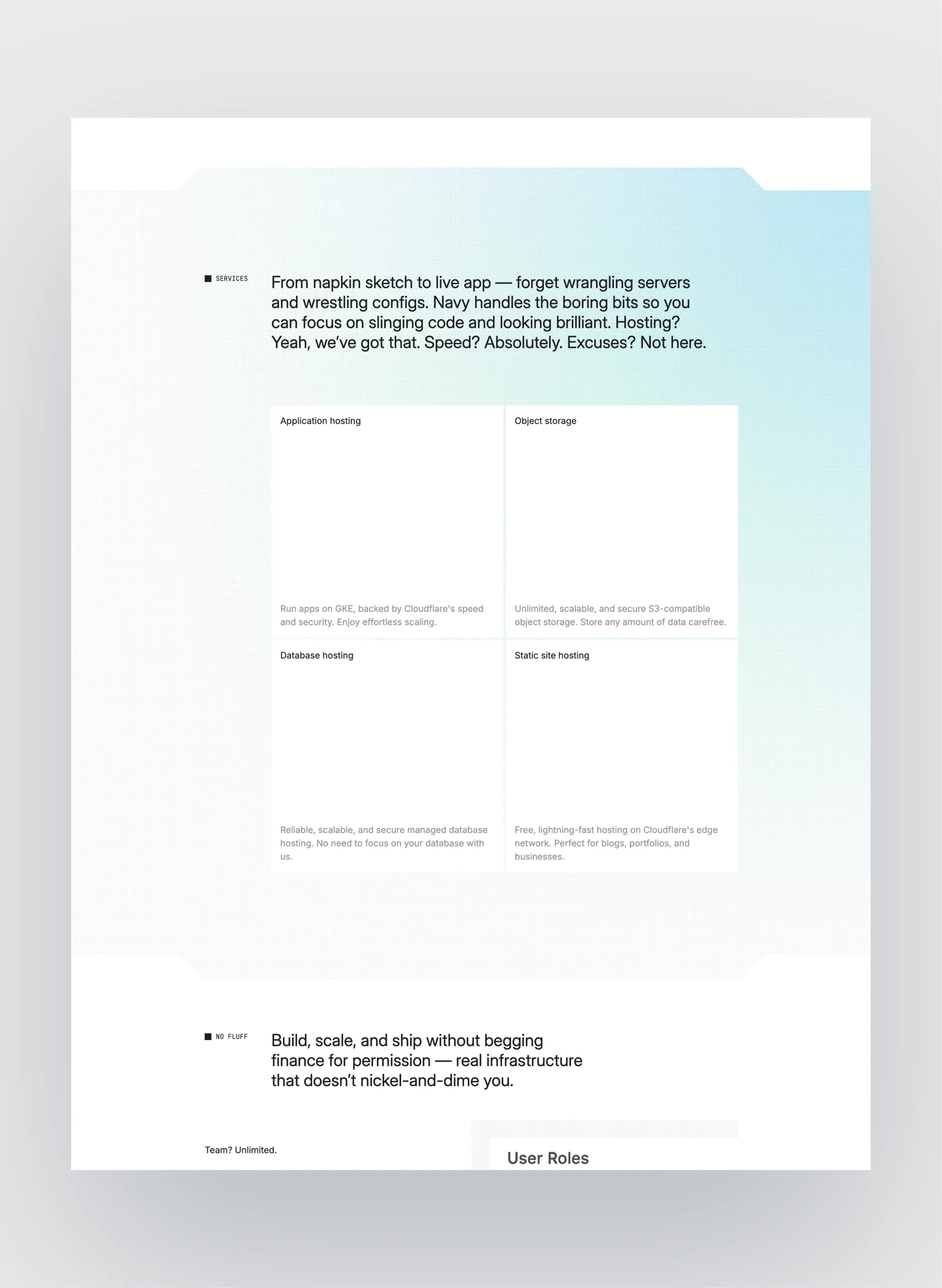 Navy pricing page layout