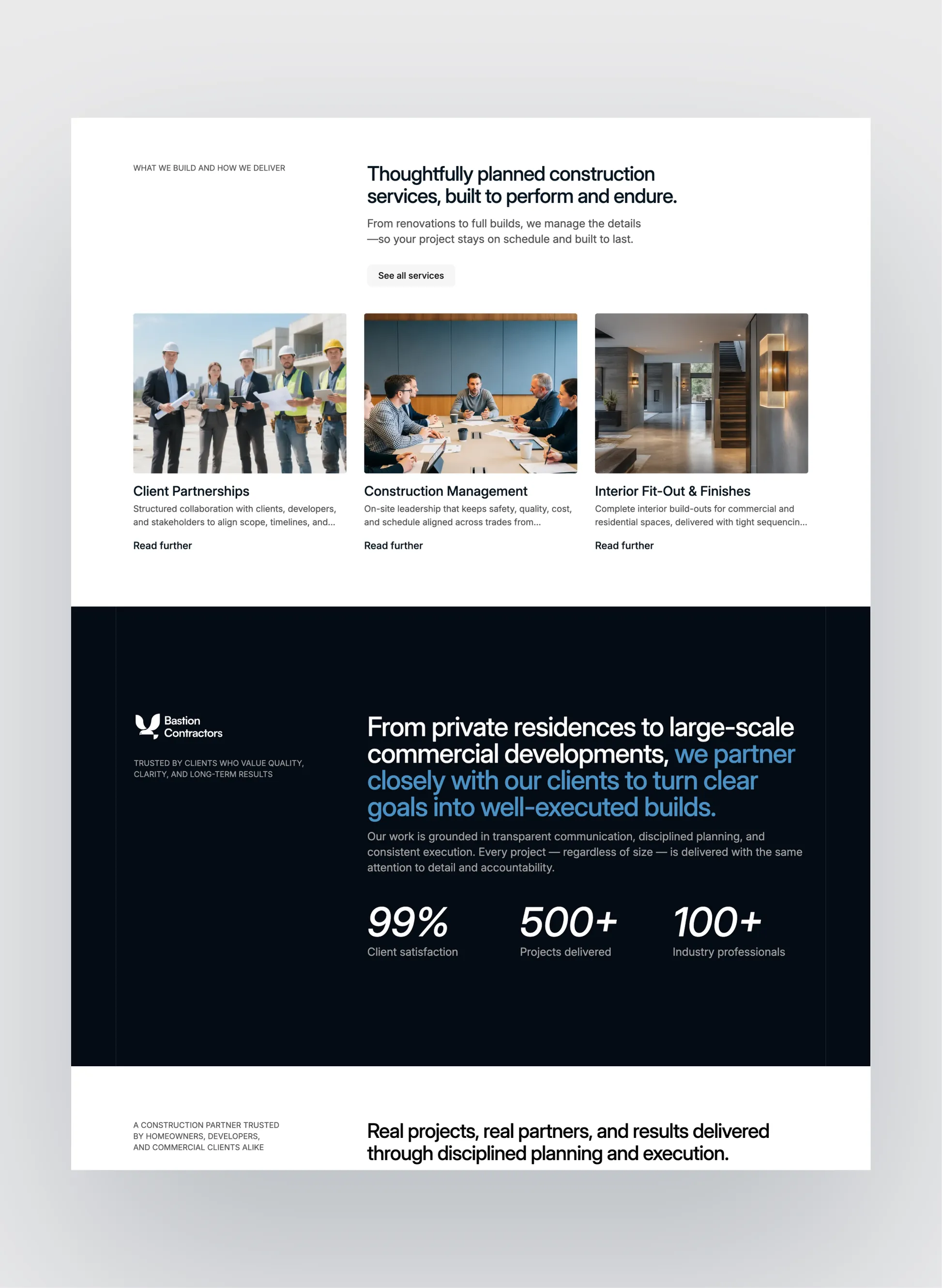 Bastion construction projects overview