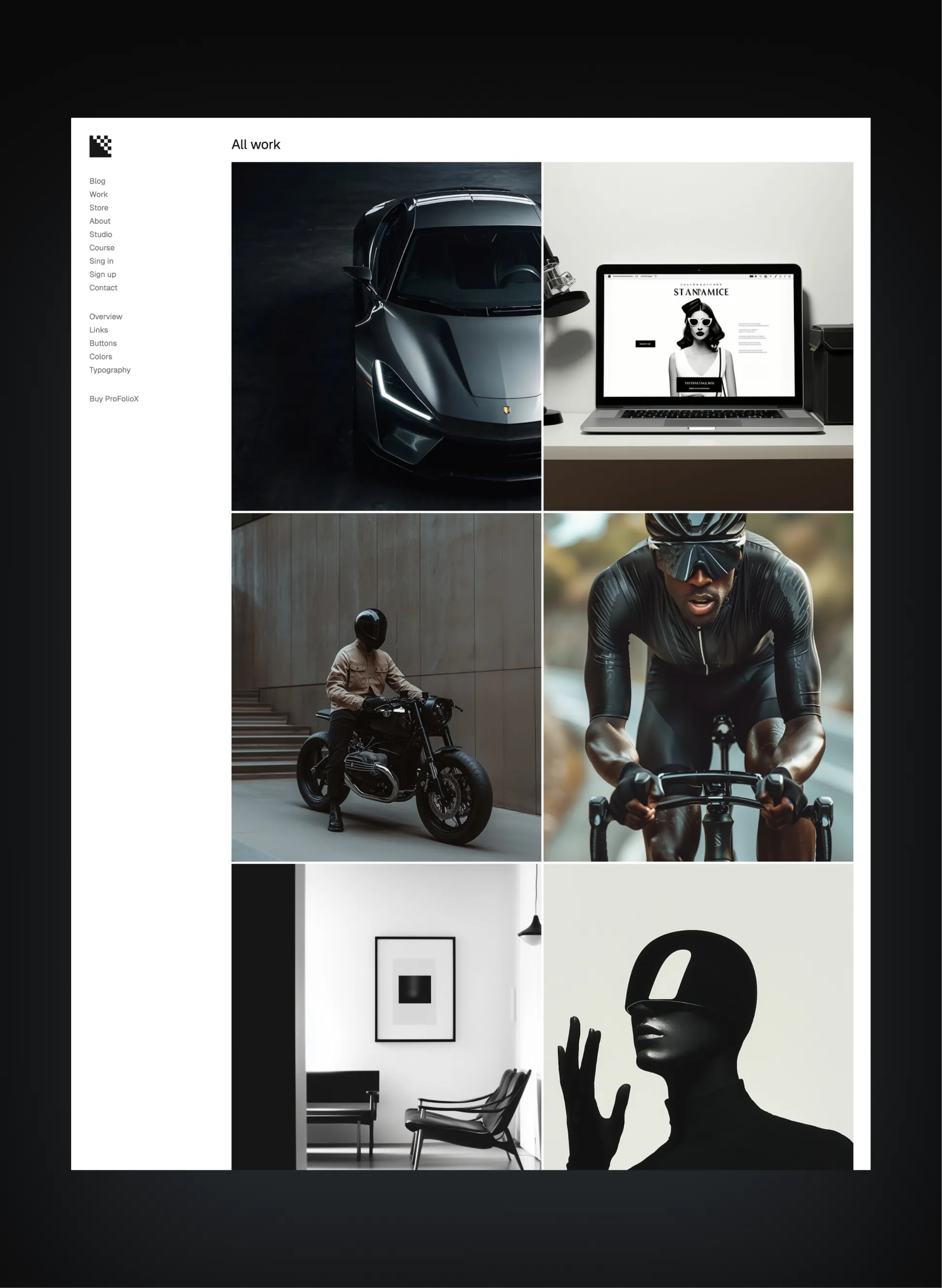 Pro FolioX about page layout