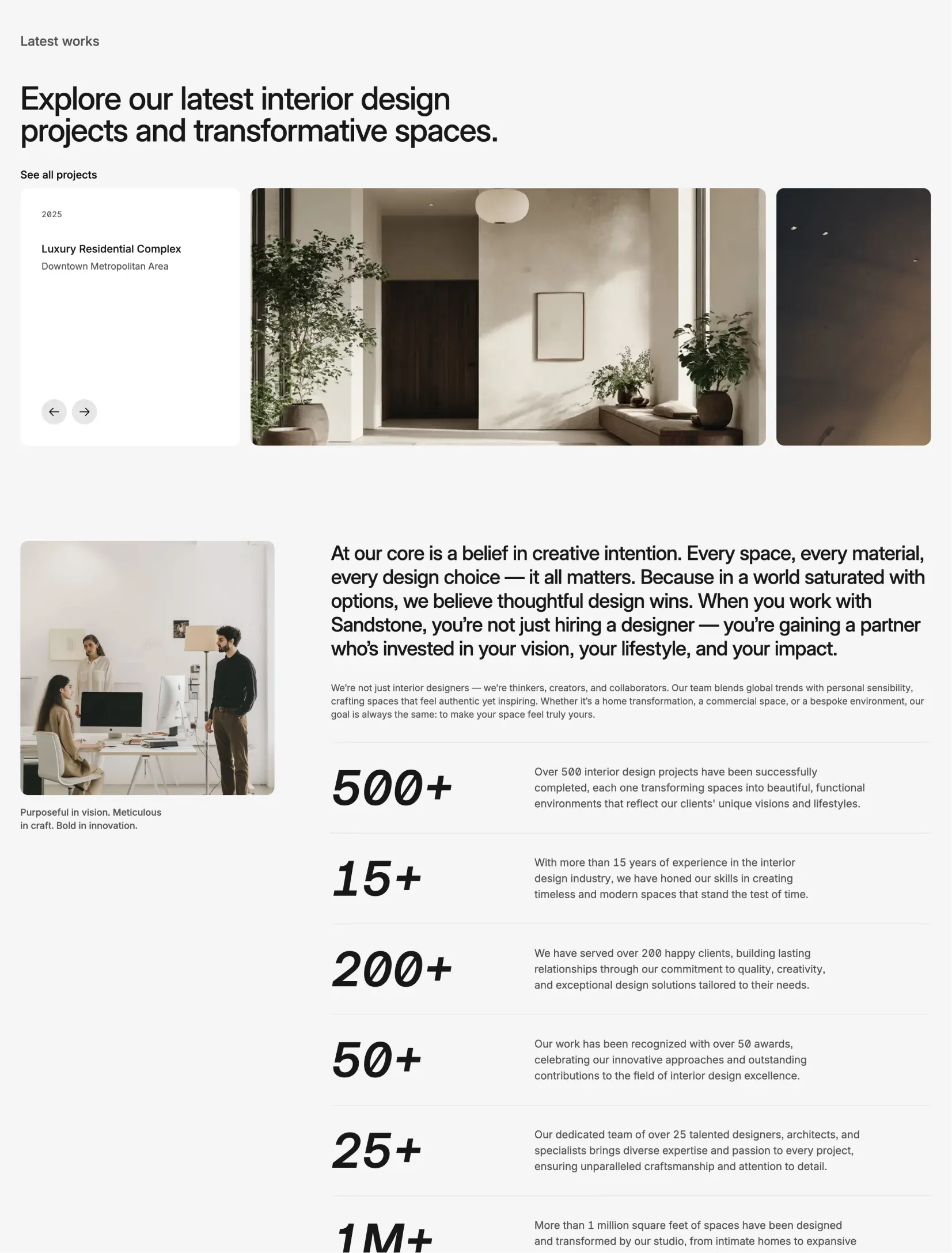 Sandstone projects portfolio layout
