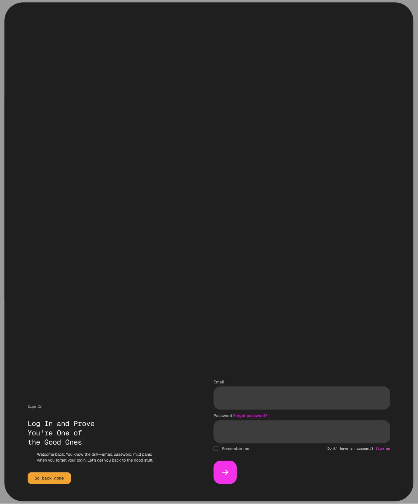 Snowpeak dark mode layout