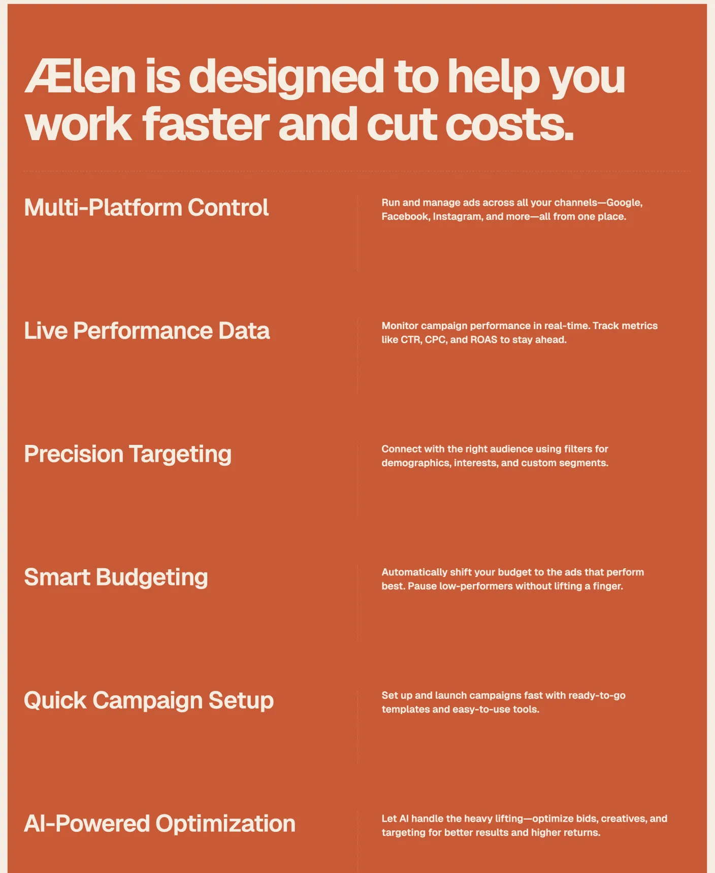 Ælen SaaS pricing page with minimal layout