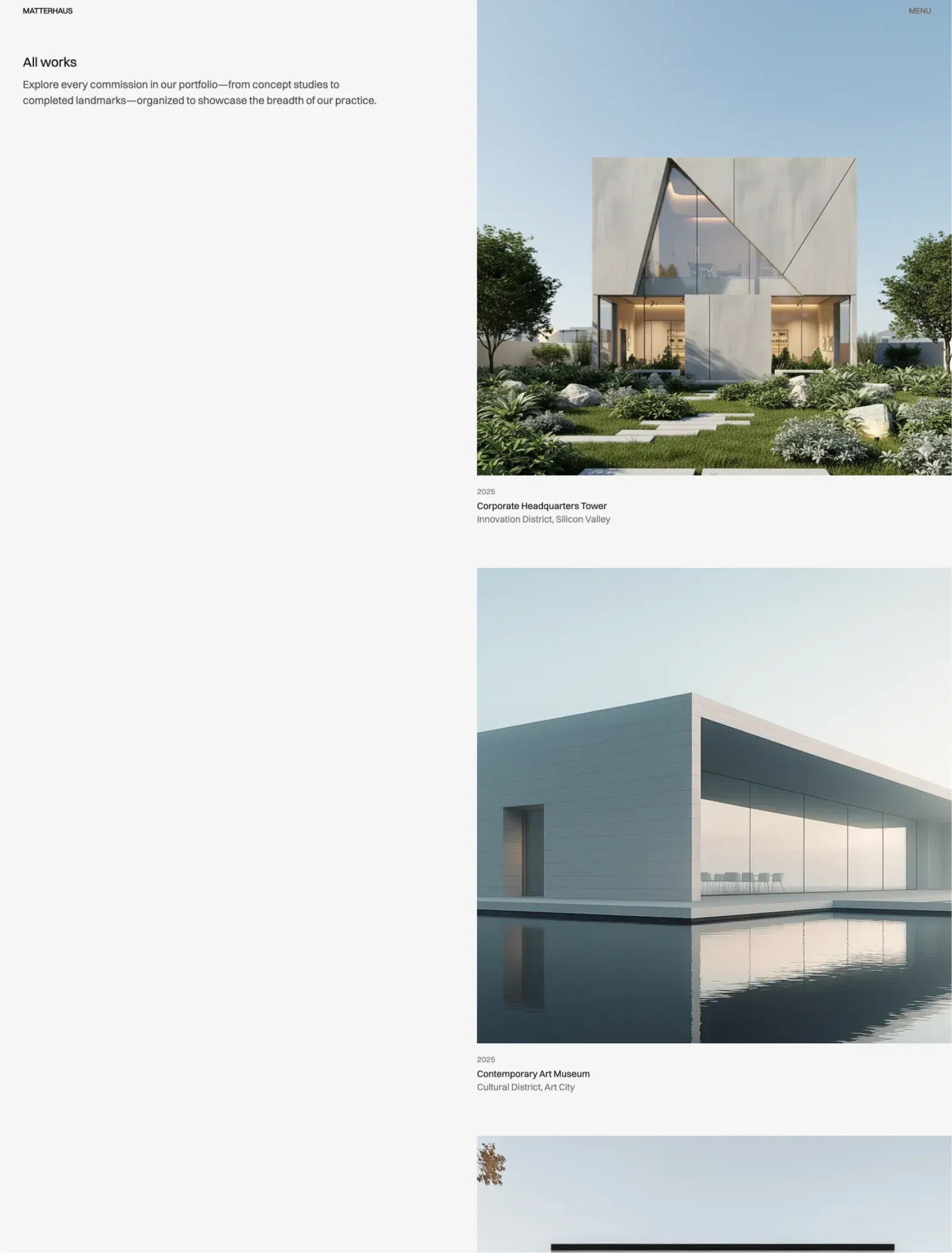 Matterhaus projects portfolio layout