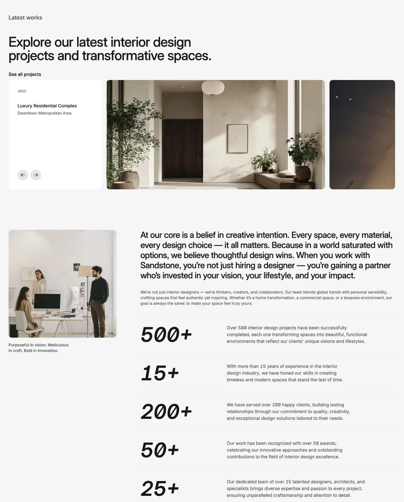 Sandstone projects portfolio layout