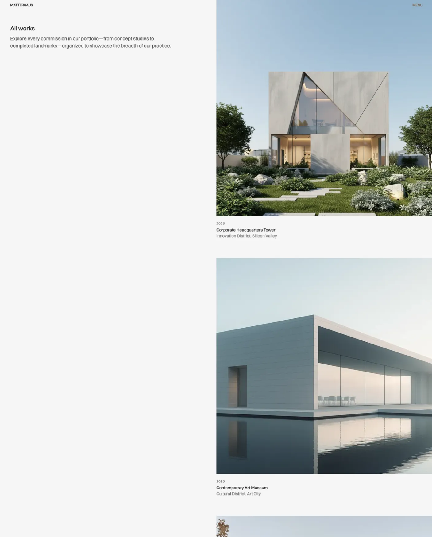 Matterhaus projects portfolio layout