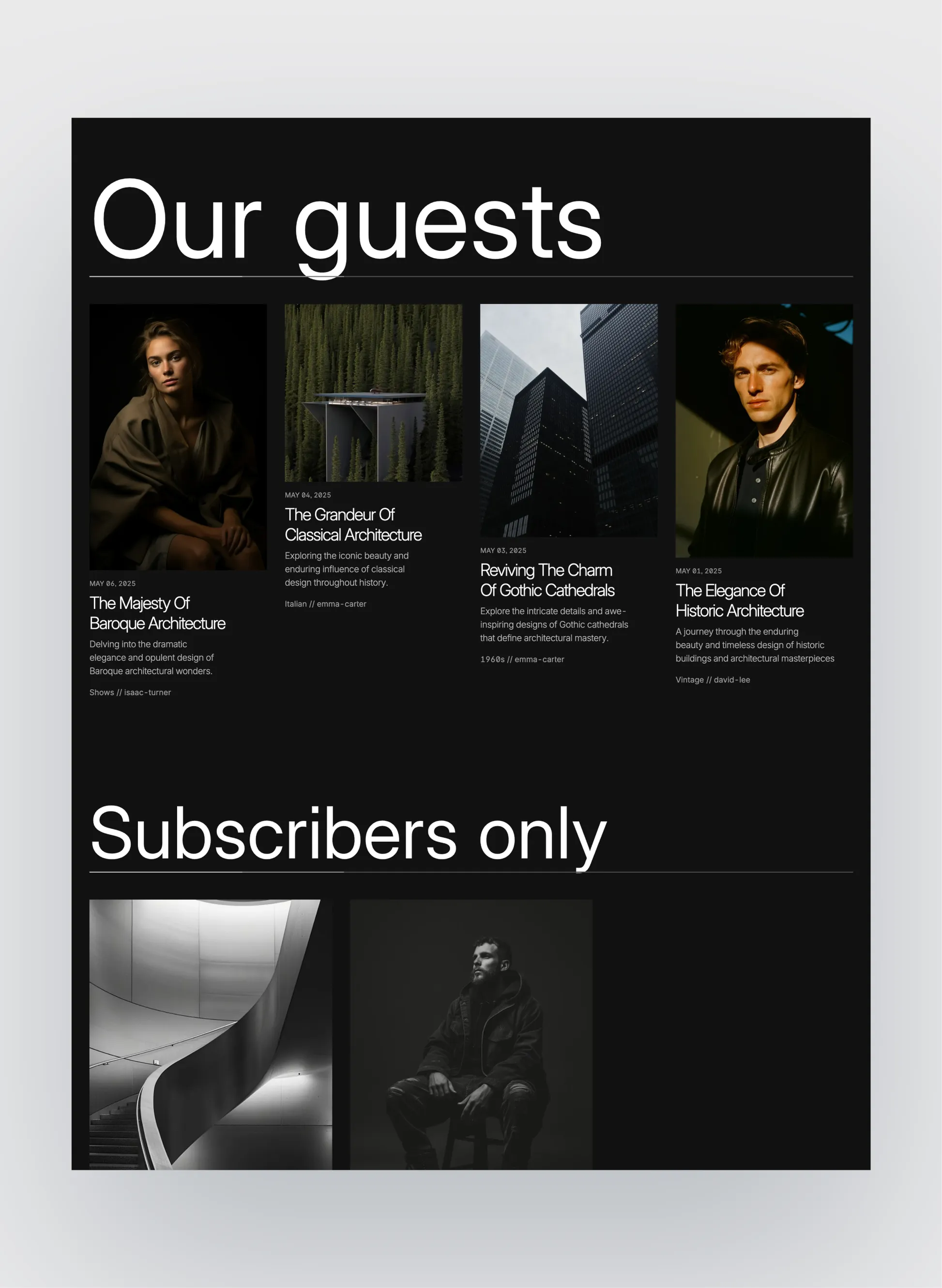 Author article page layout