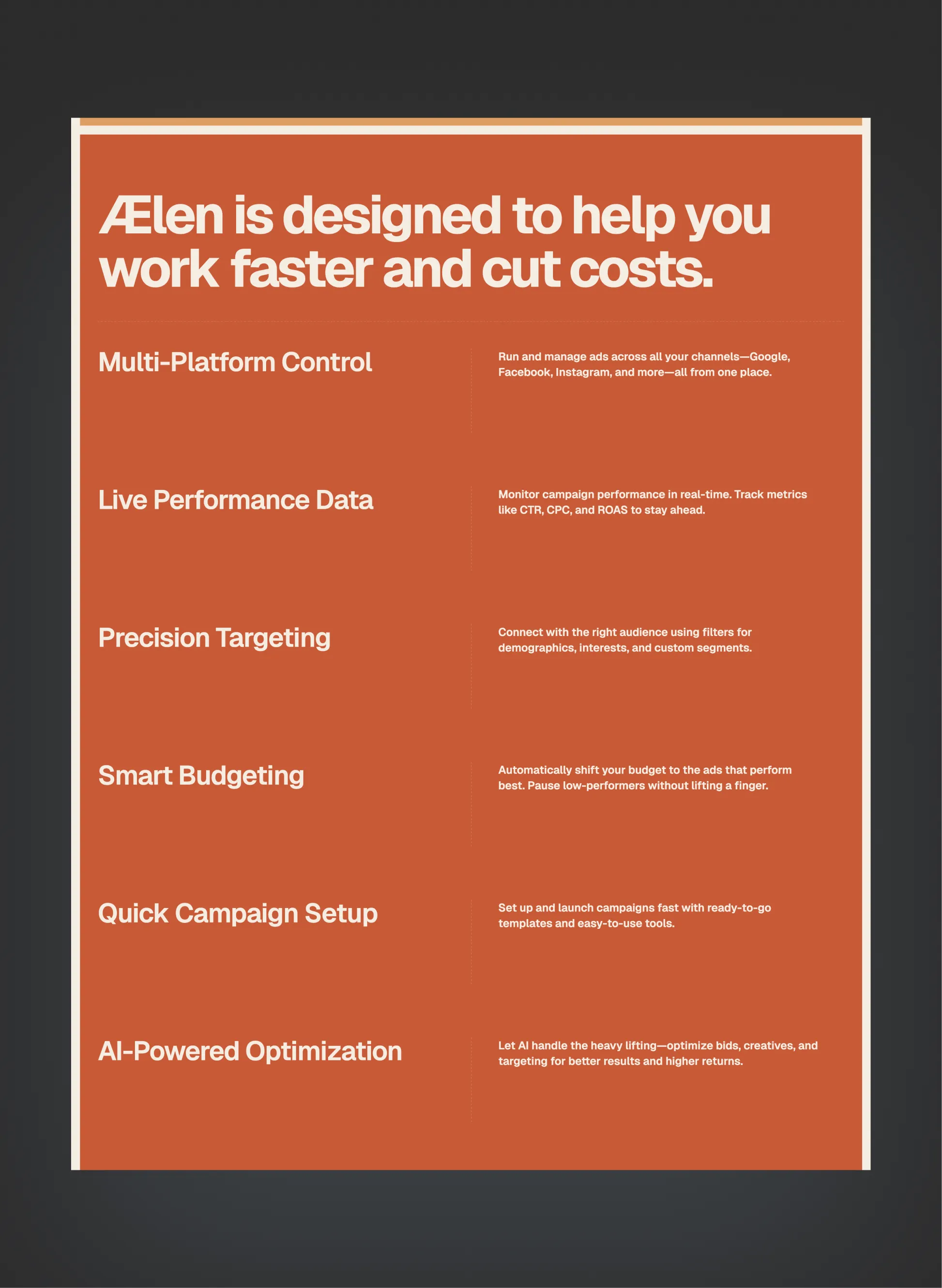 Ælen SaaS pricing page with minimal layout