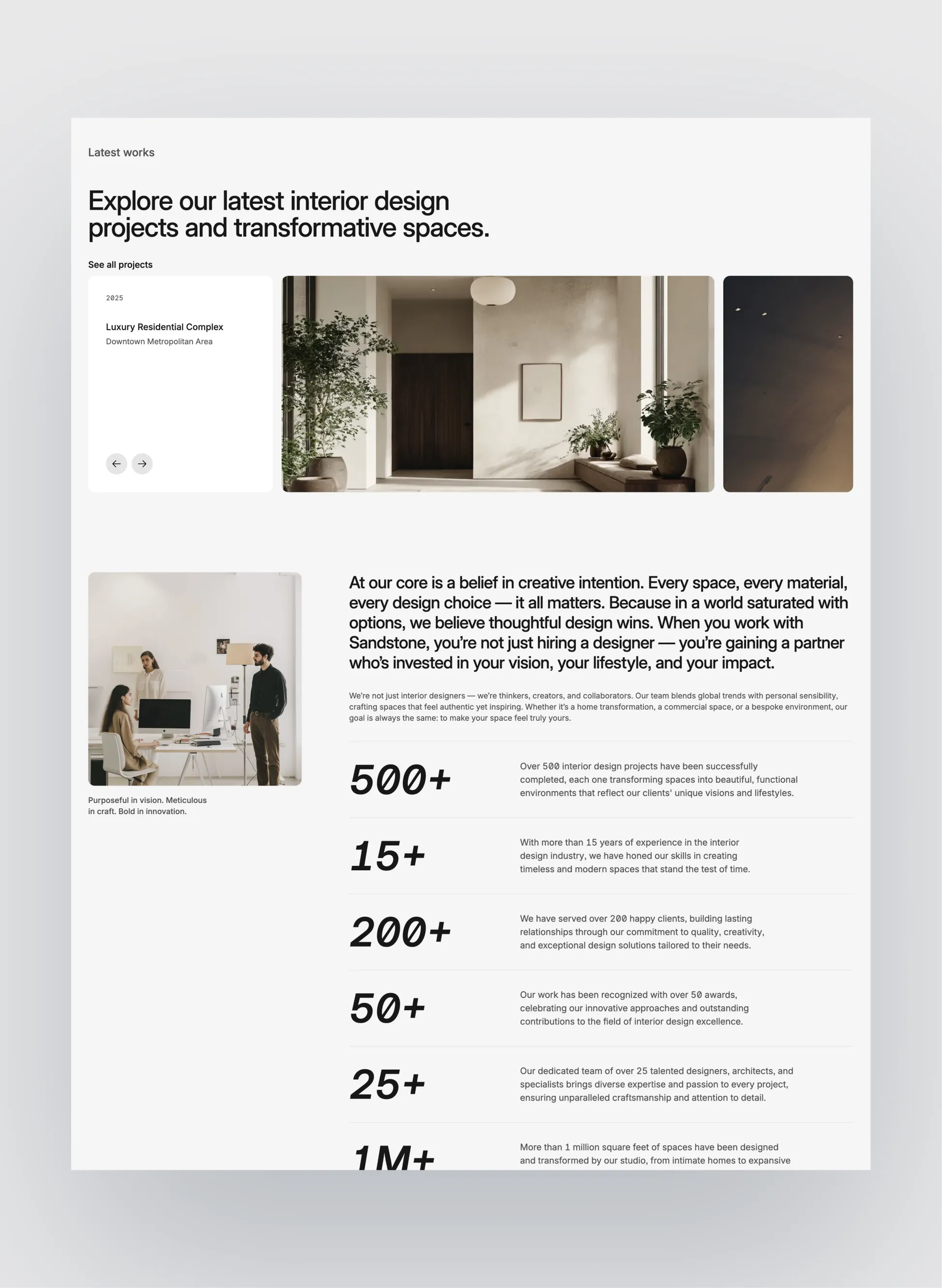 Sandstone projects portfolio layout