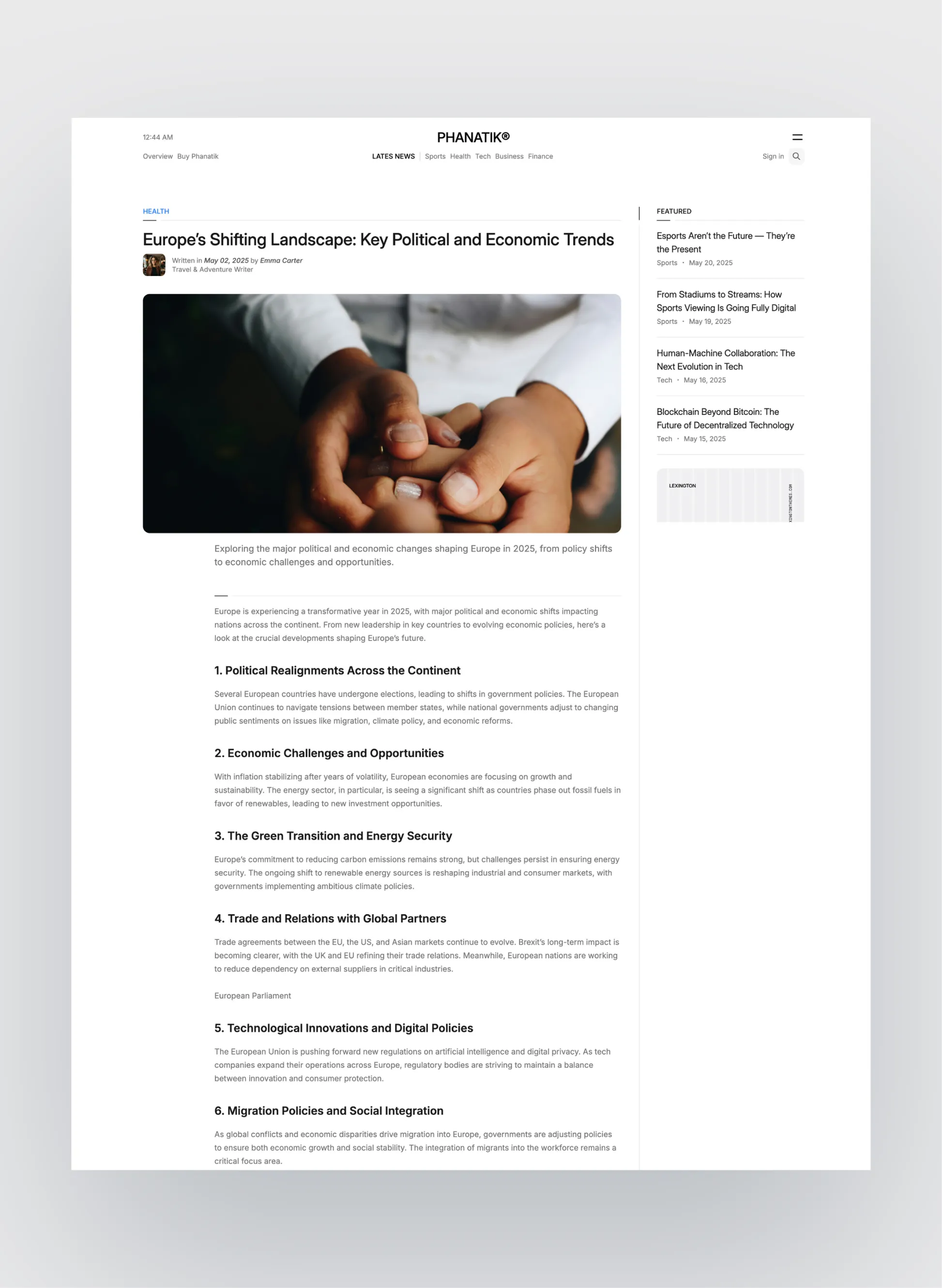 Phanatik blog landing layout