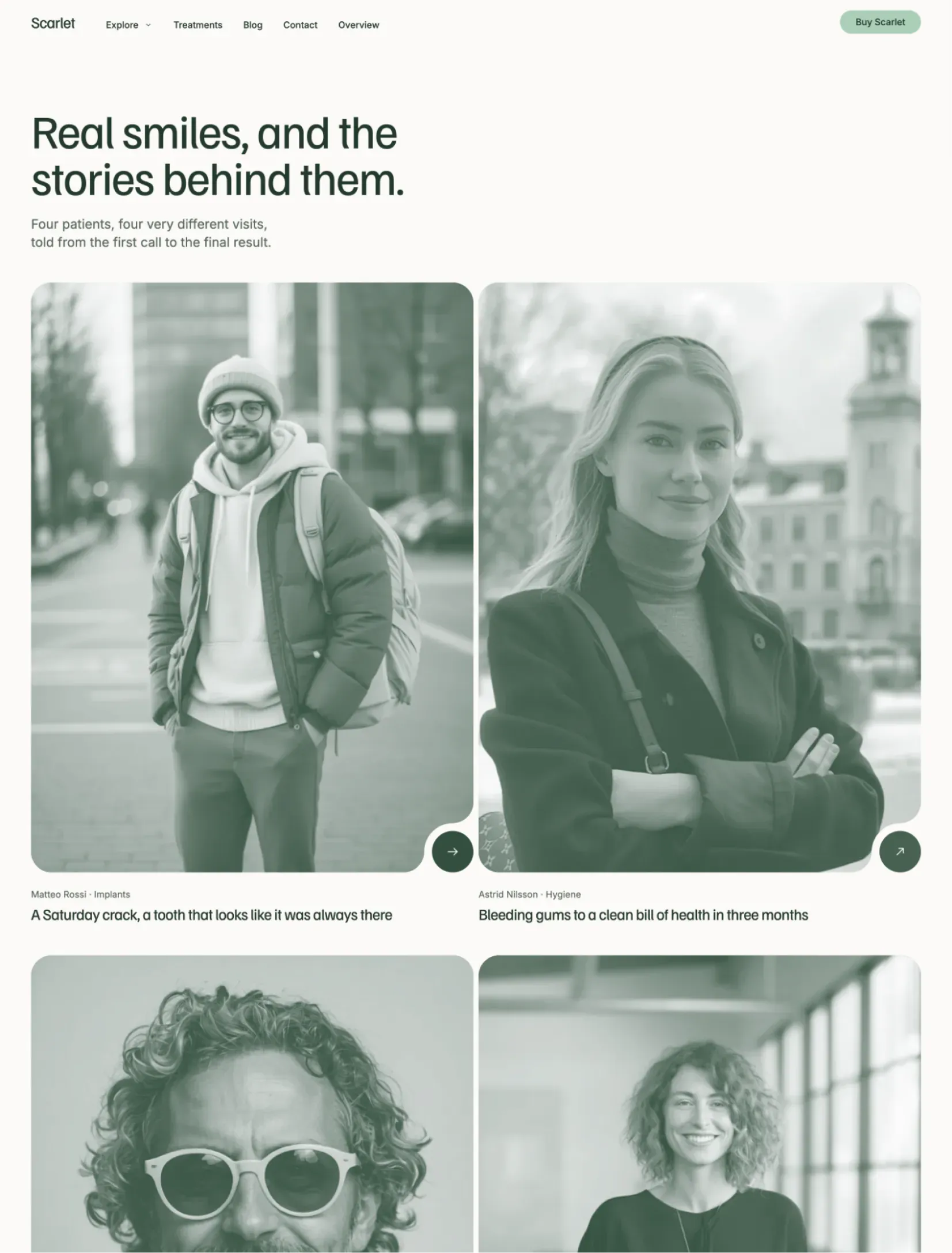 Scarlet smile stories grid with patient portraits
