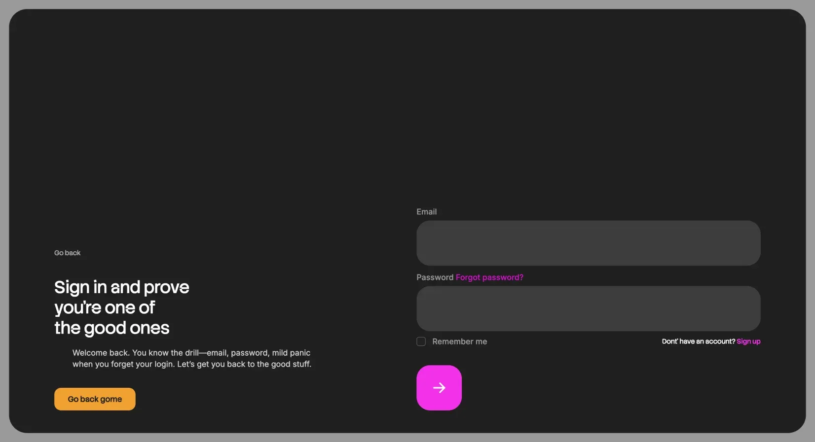Snowpeak dark mode layout