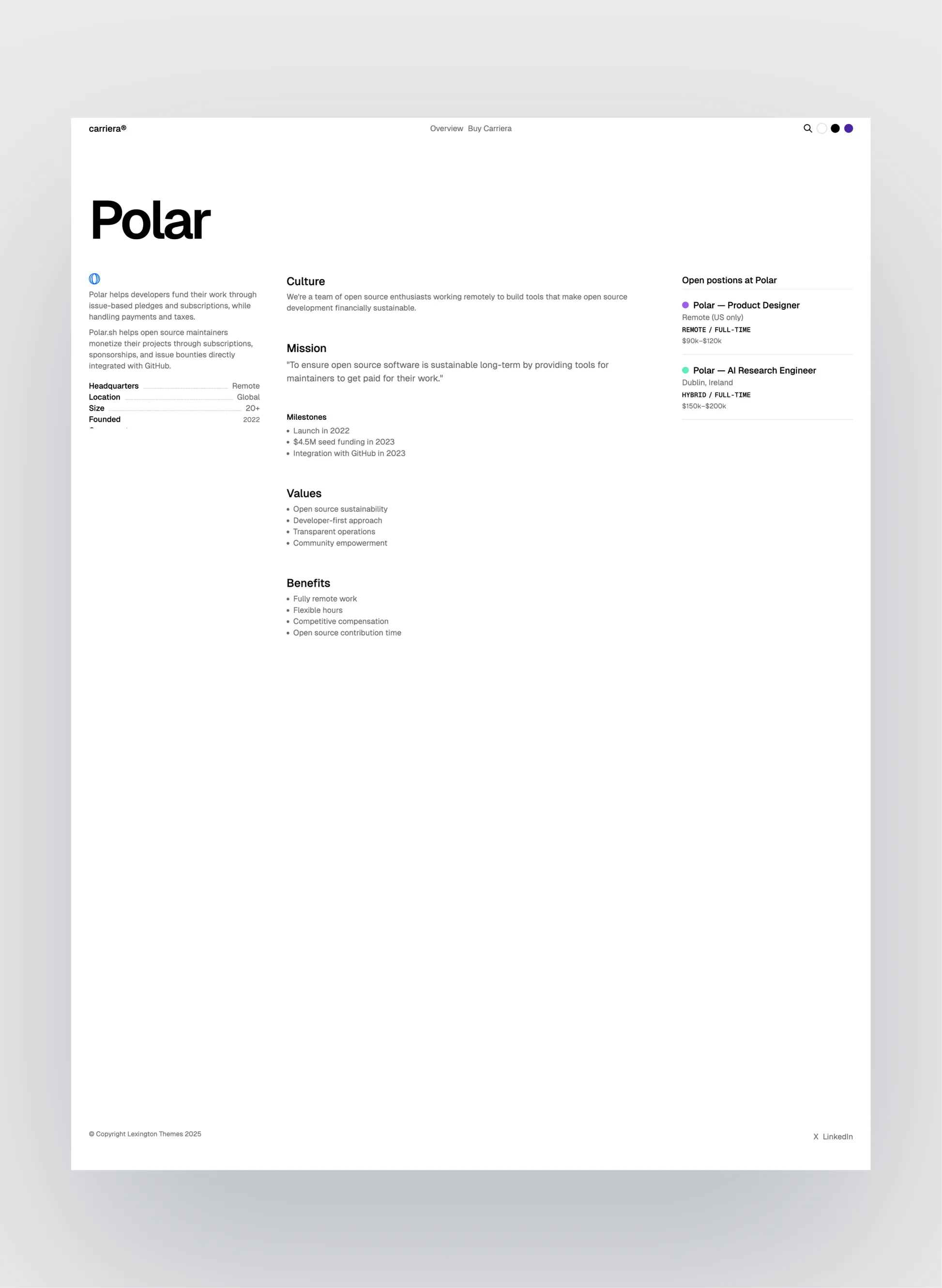 Carriera job submission layout