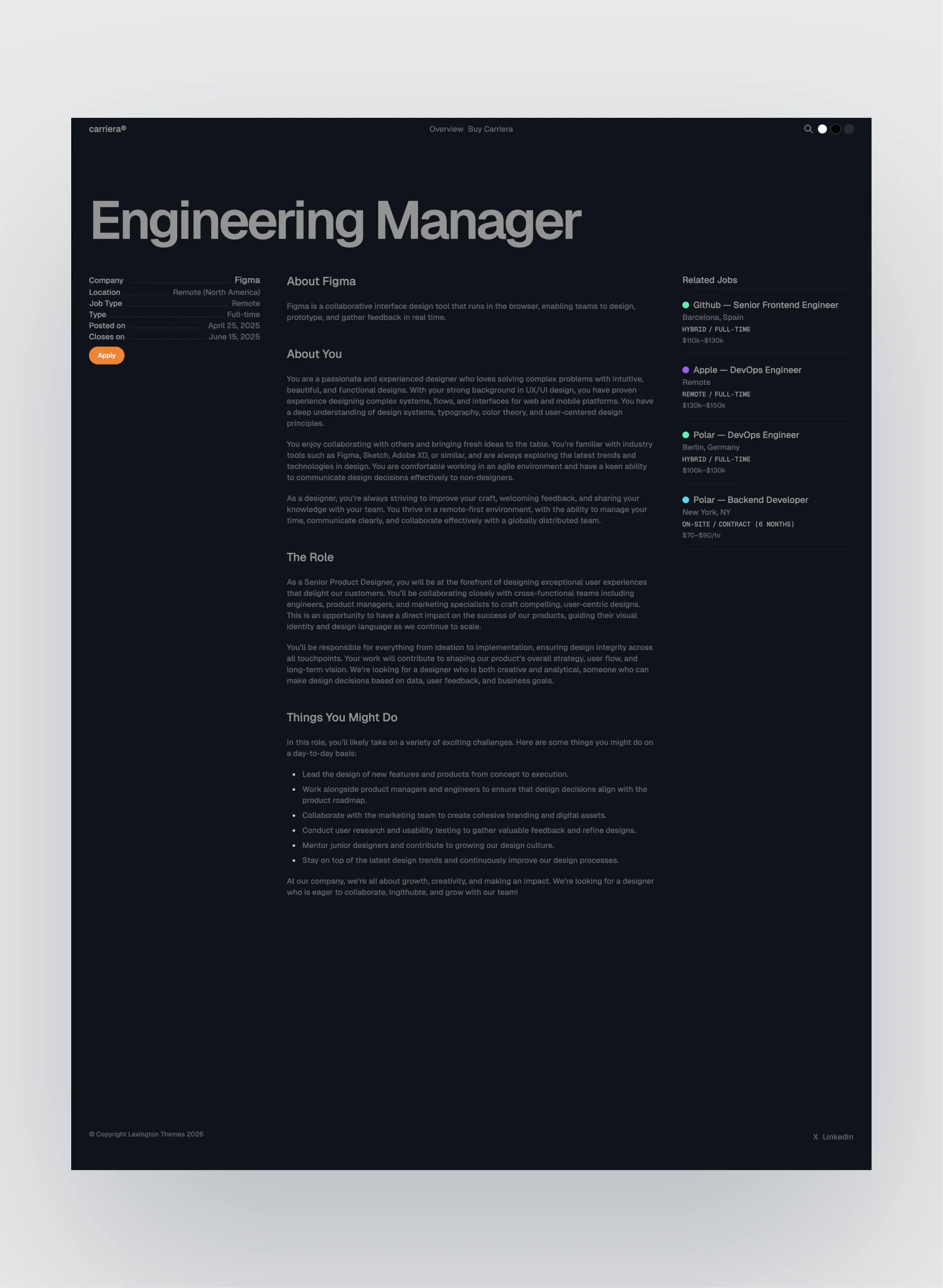 Carriera page preview