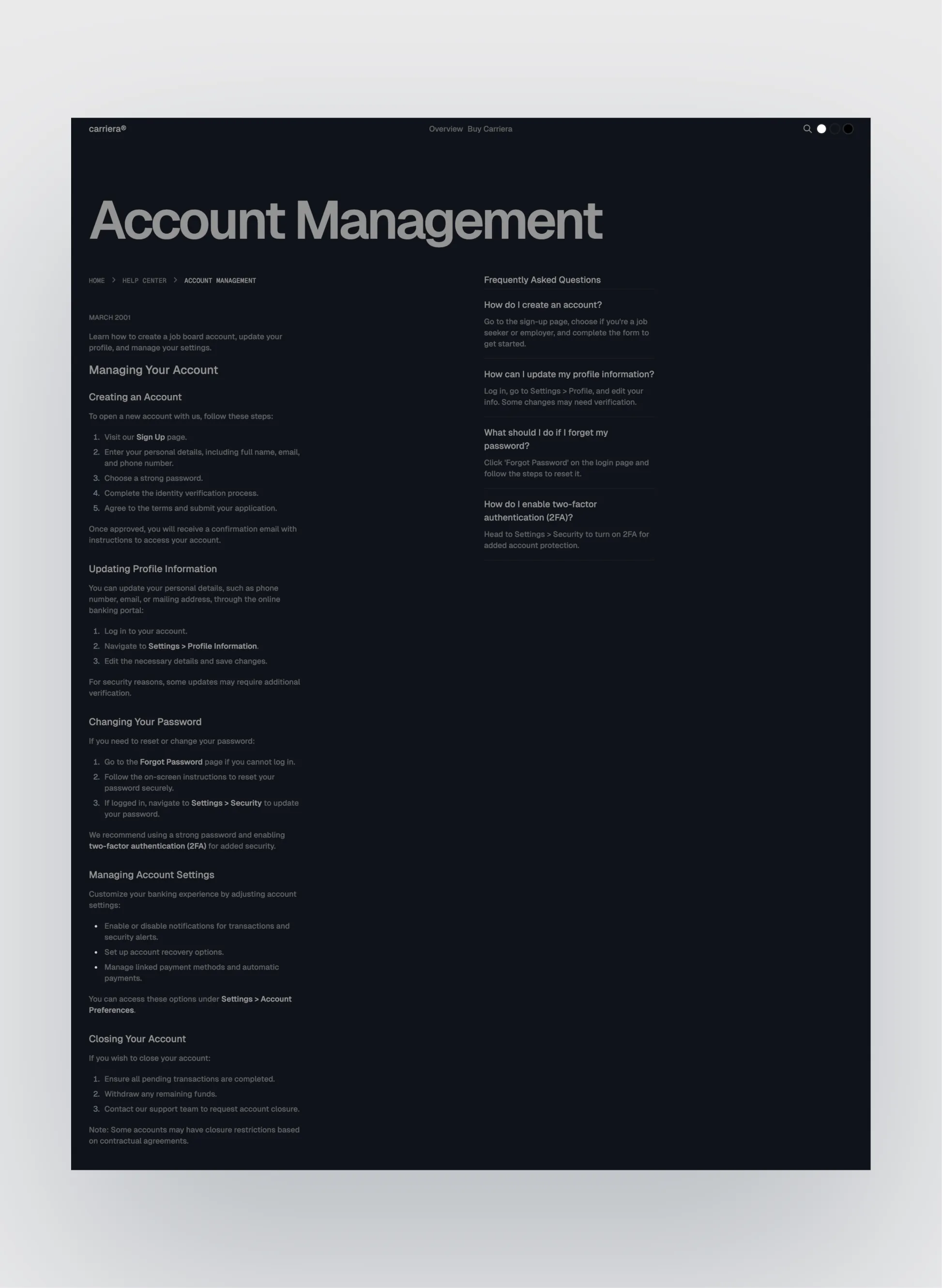 Carriera page preview