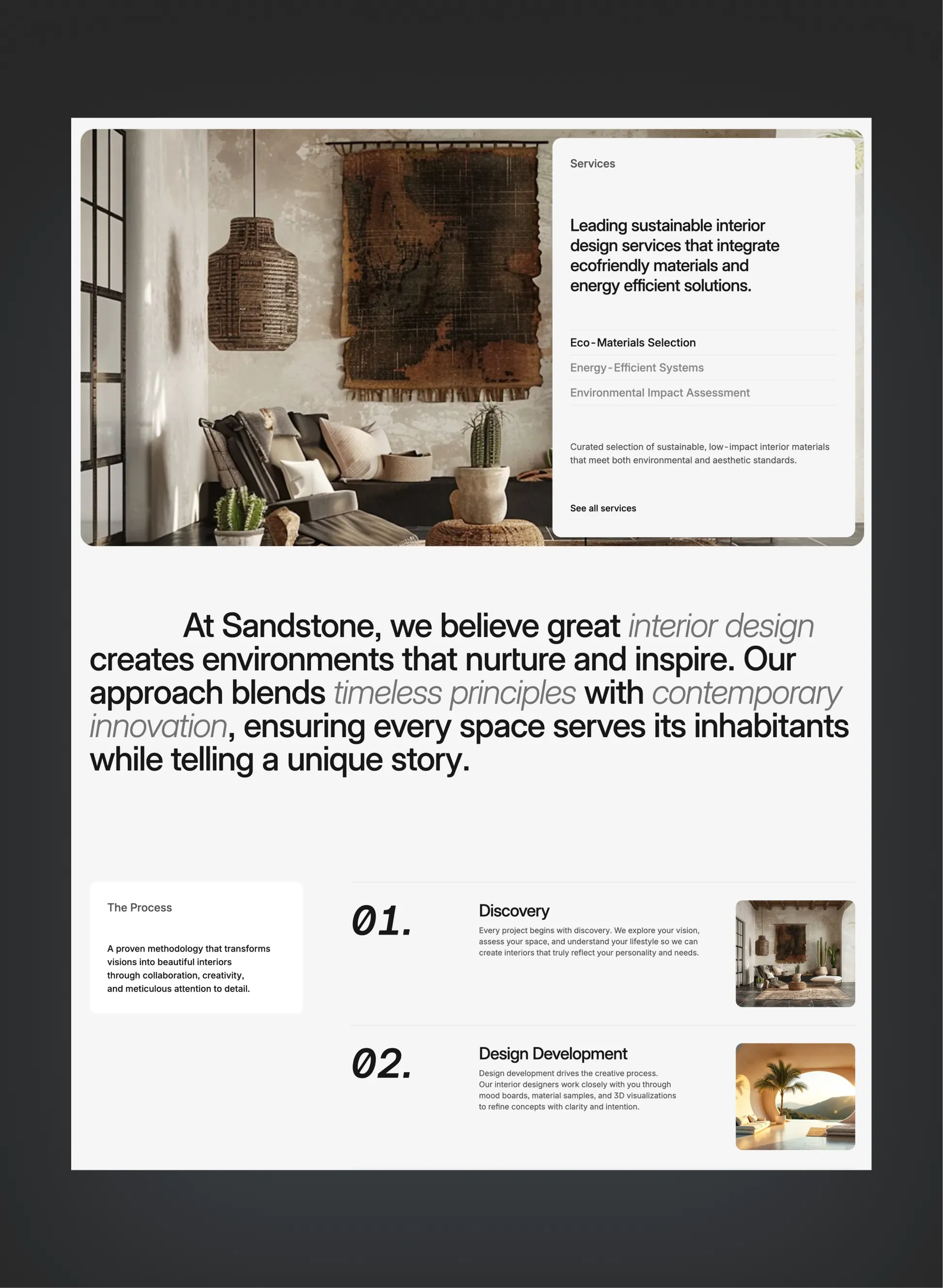 Sandstone project detail case study layout