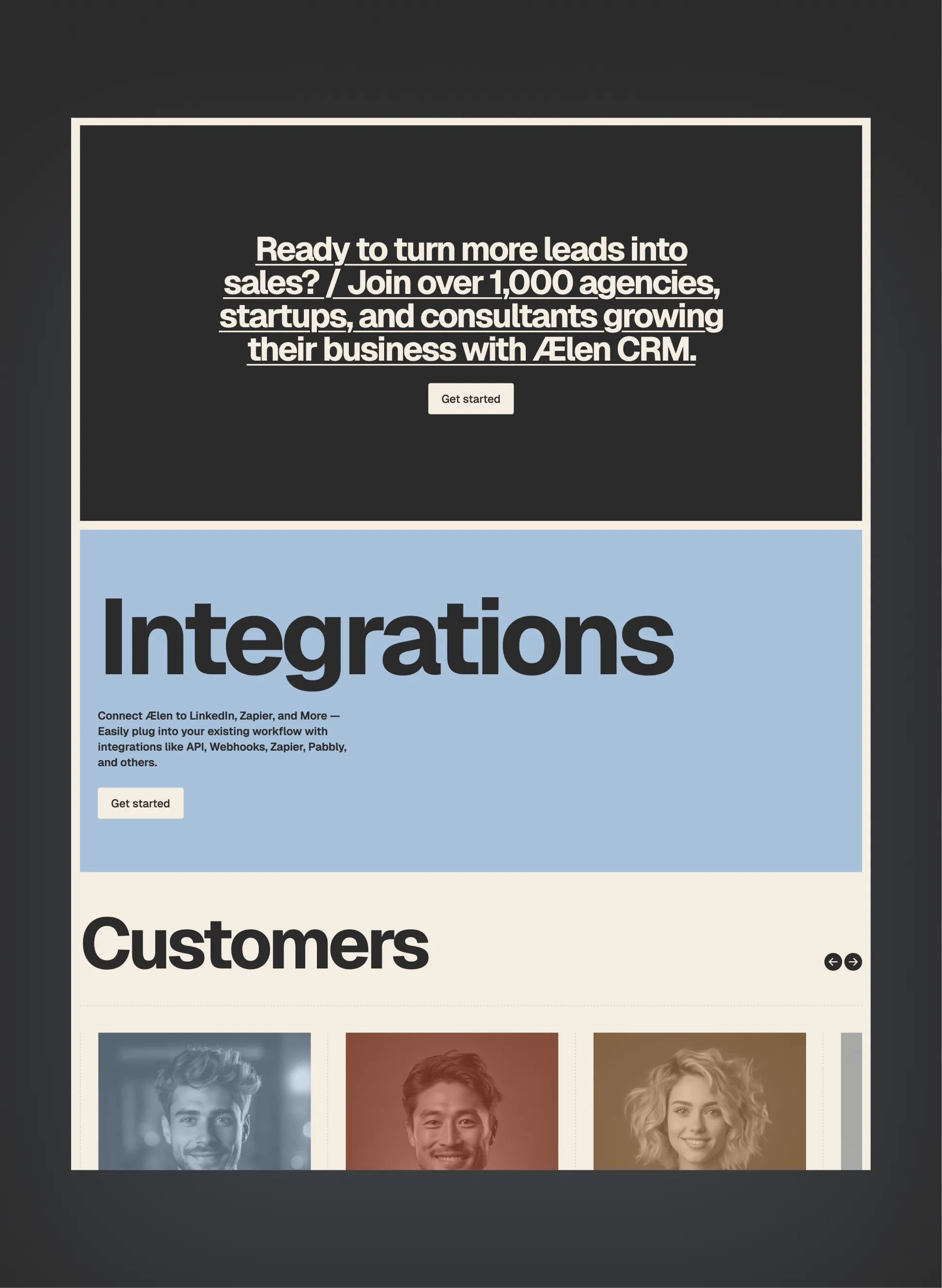 Ælen SaaS integrations page for software tools