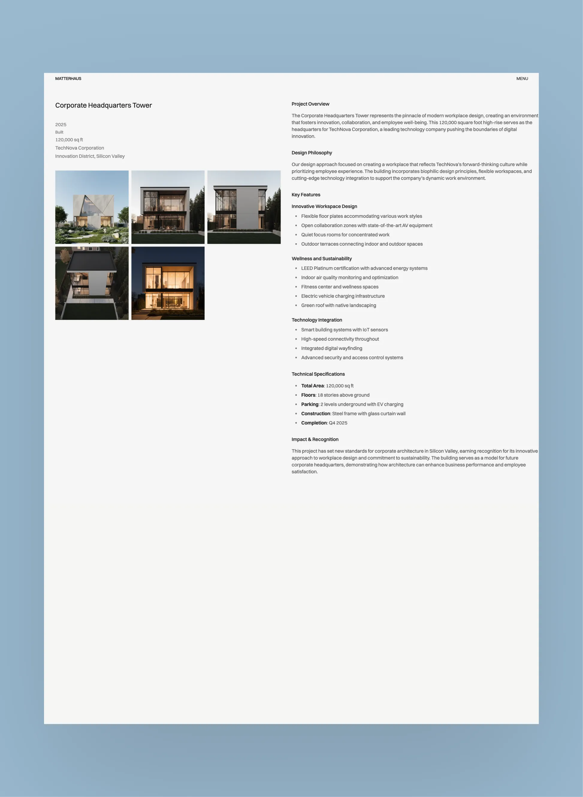 Matterhaus project detail case study layout
