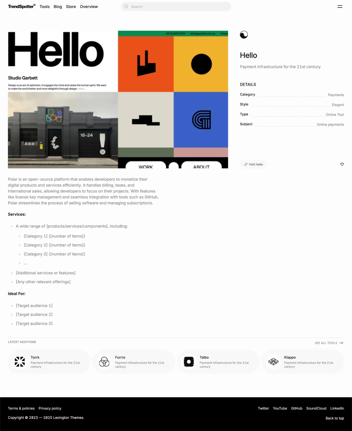 Trendspotter page preview