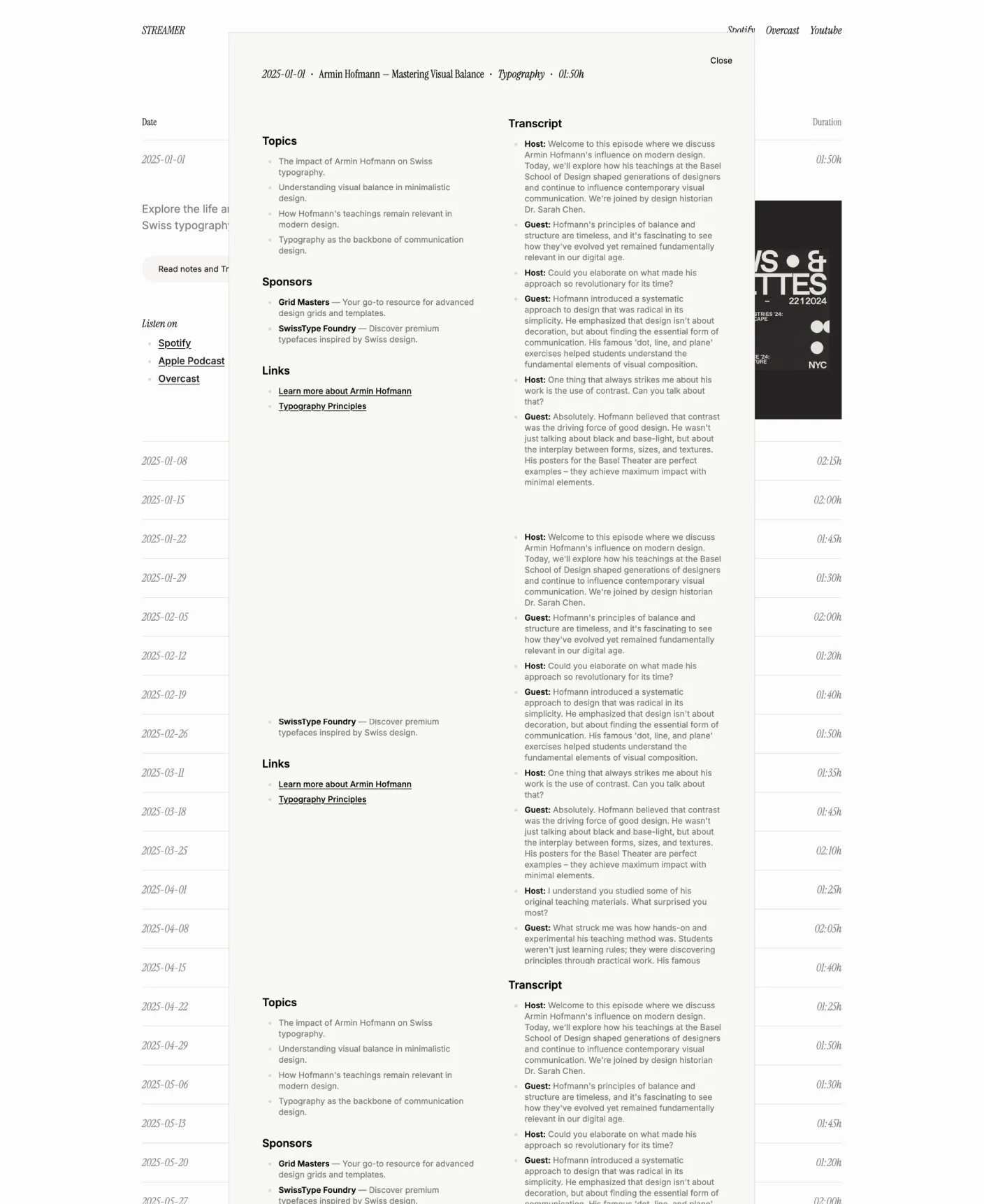 Streamer page preview