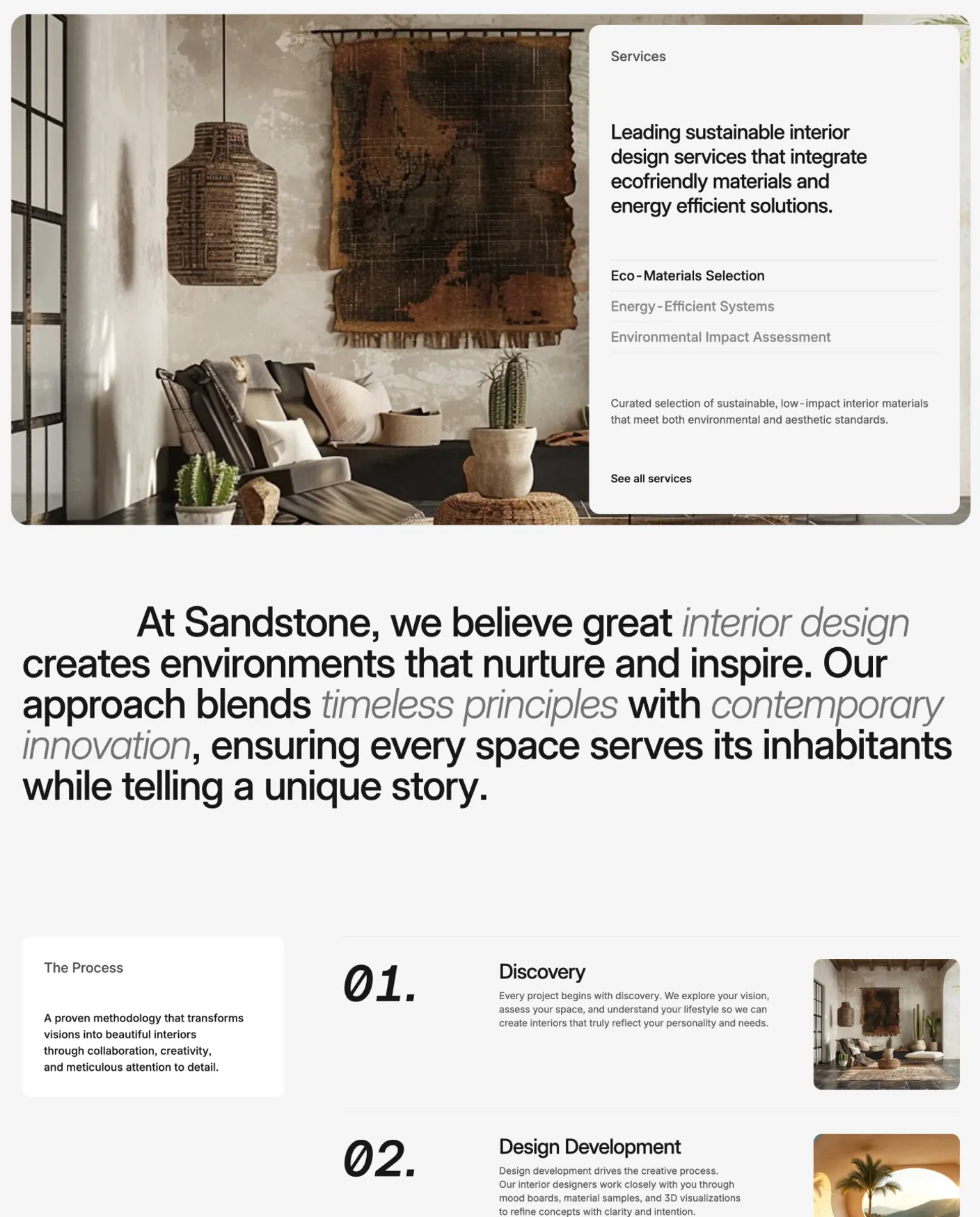 Sandstone project detail case study layout