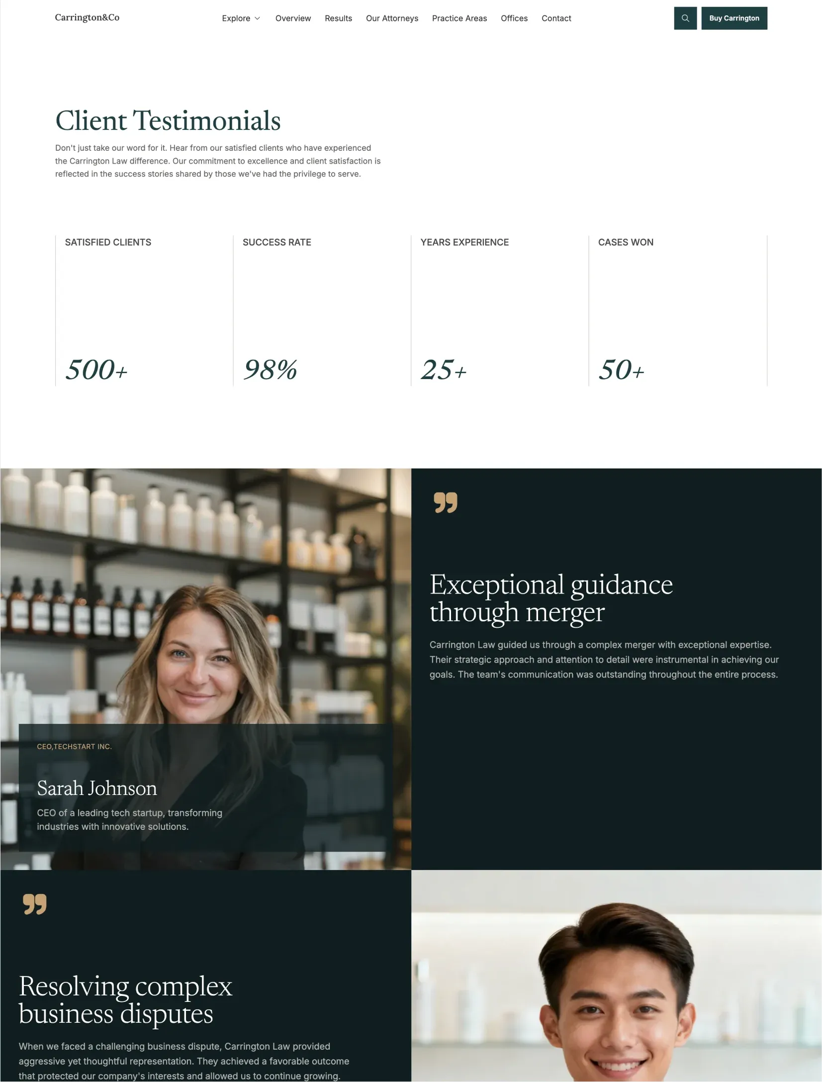Carrington case studies and results page