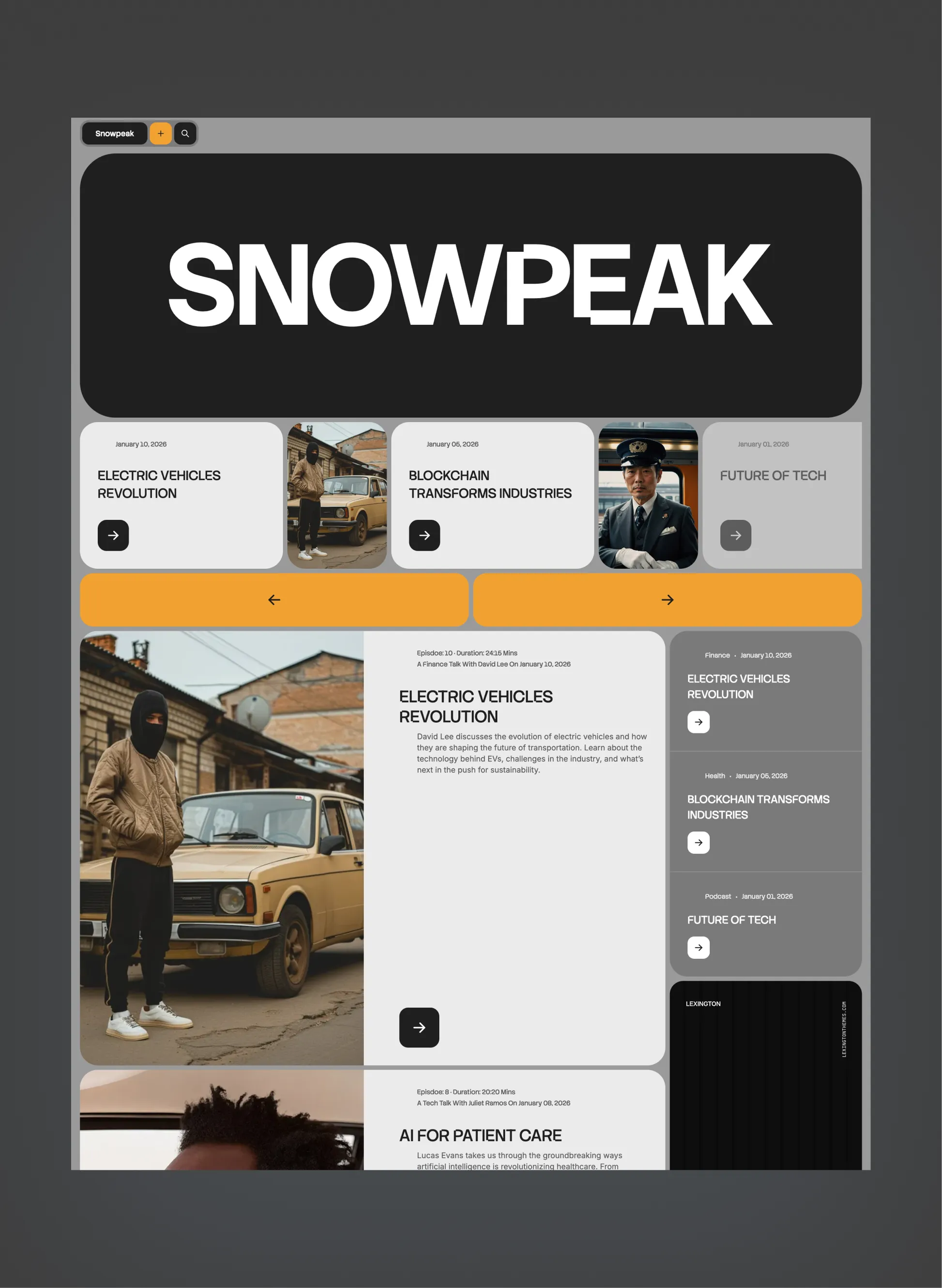 Snowpeak podcast player view