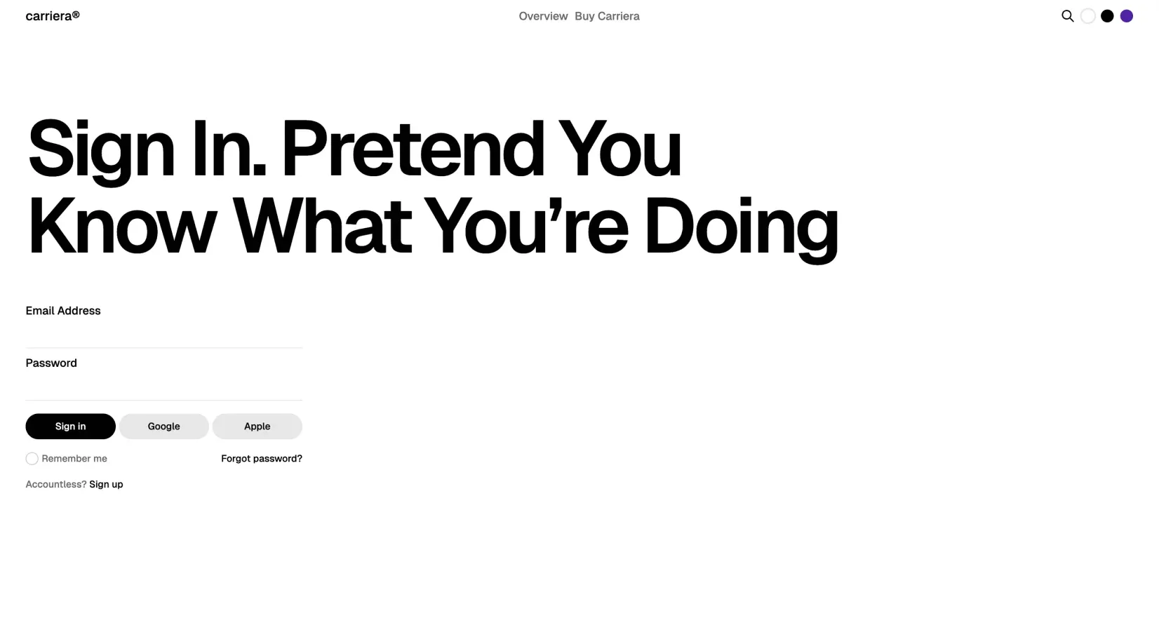 Carriera job listing layout